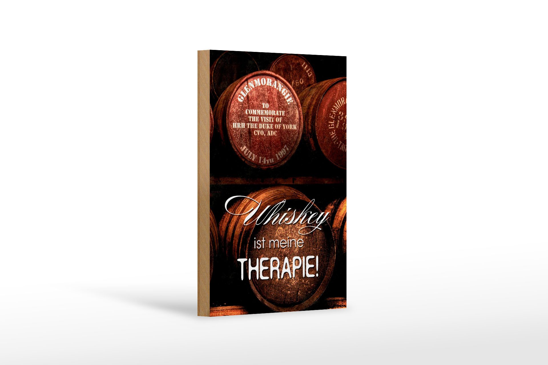 Holzbild Spruch 12x18 cm Whiskey ist meine Therapie