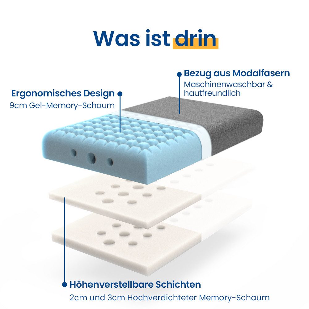 NEWENTOR LIFE Nackenstützkissen Höhenverstellbares Memory Foam günstig online kaufen
