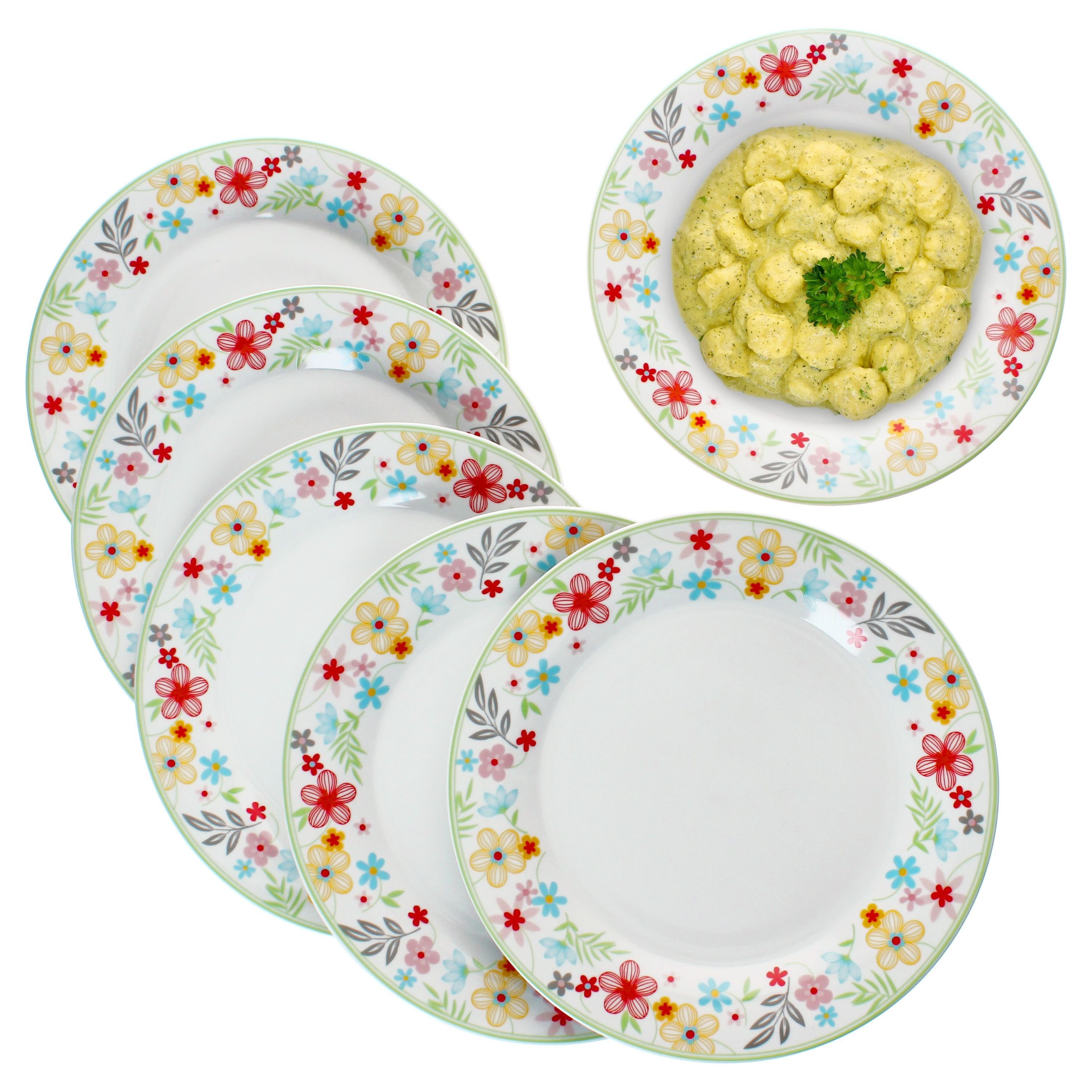 Speiseteller 6er Set Variant Blümchen Speiseteller Ø27cm bunte große Ess-Teller