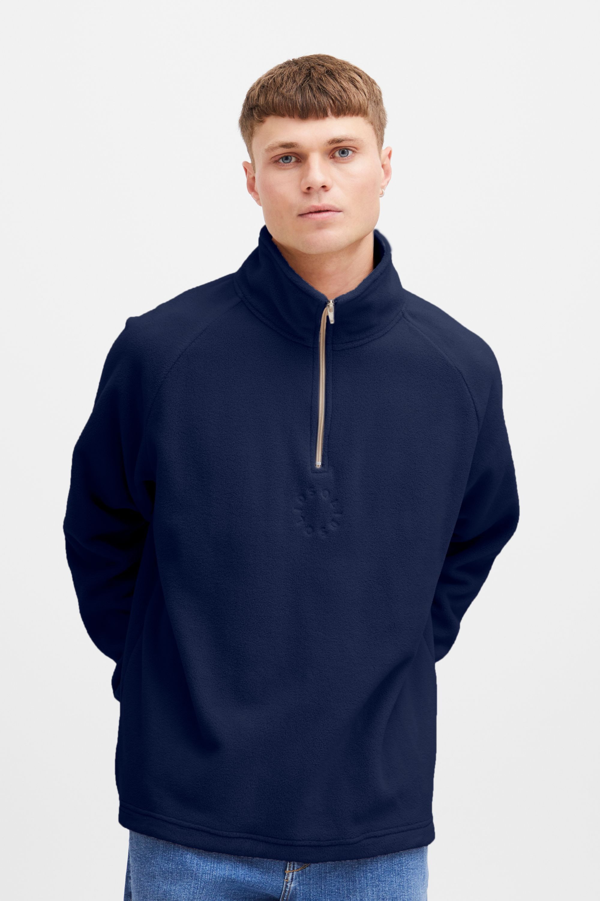 !Solid Jeansbluse SDIbrahim Basic Fleecetroyer mit Stickerei