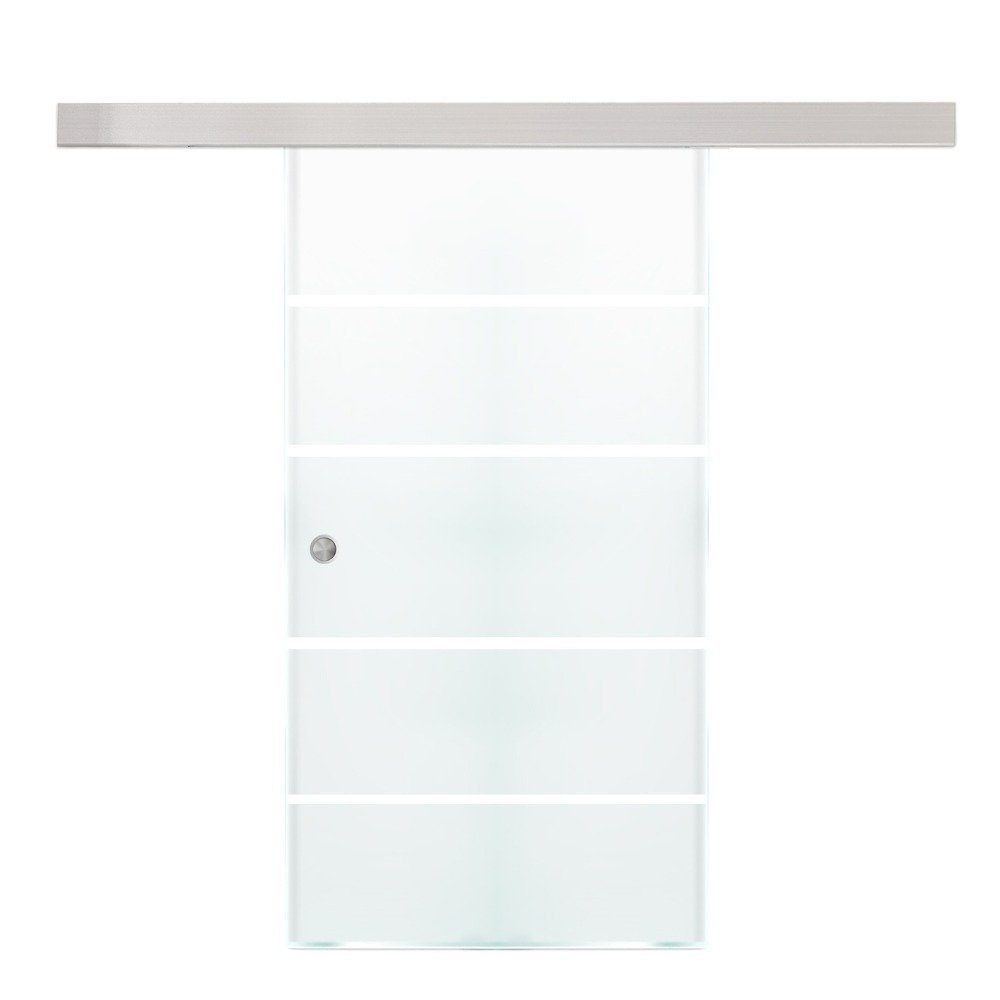 HOME DELUXE Glasschiebetür SIRENA & SAPHIR (Komplettset, inkl. Laufschiene, Softclose & Muschelgriff), Schiebetürsystem ESG, Glastür, Zimmertür mit Milchglas