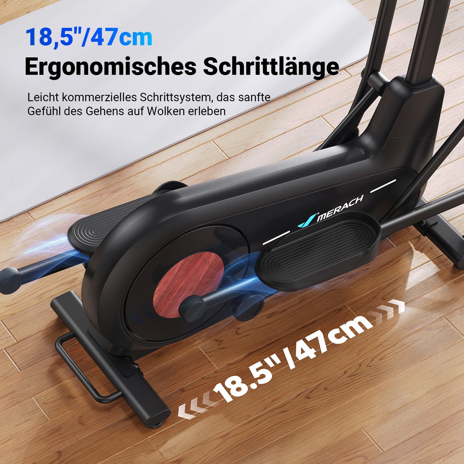 MERACH Crosstrainer Heimtrainer, Leises Hometrainer Fahrrad (mit Einstellbarem 8 Magnetische Widerstandsstufen, mit Verbessertem LCD-Monitor, Eigener App), mit 2 Wasserbecherhalter, 180kg Belastbar