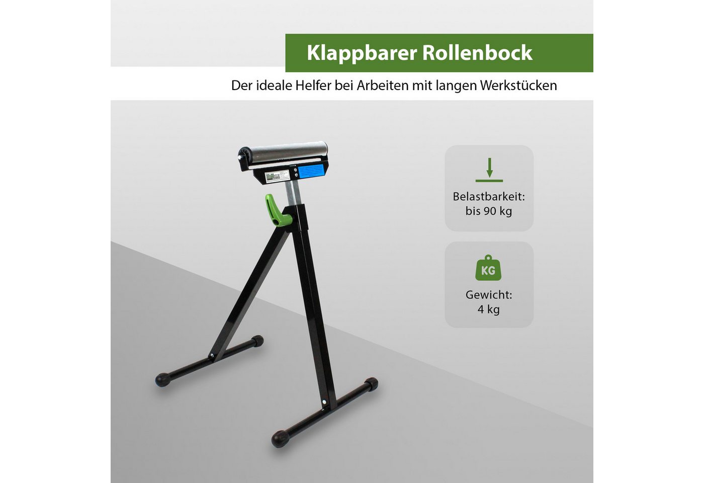 Thumbnail - TRUTZHOLM Gerüst Rollenbock 90 kg höhenverstellbar bis 109cm 30 cm Rollenbreite klappba, Stahl
