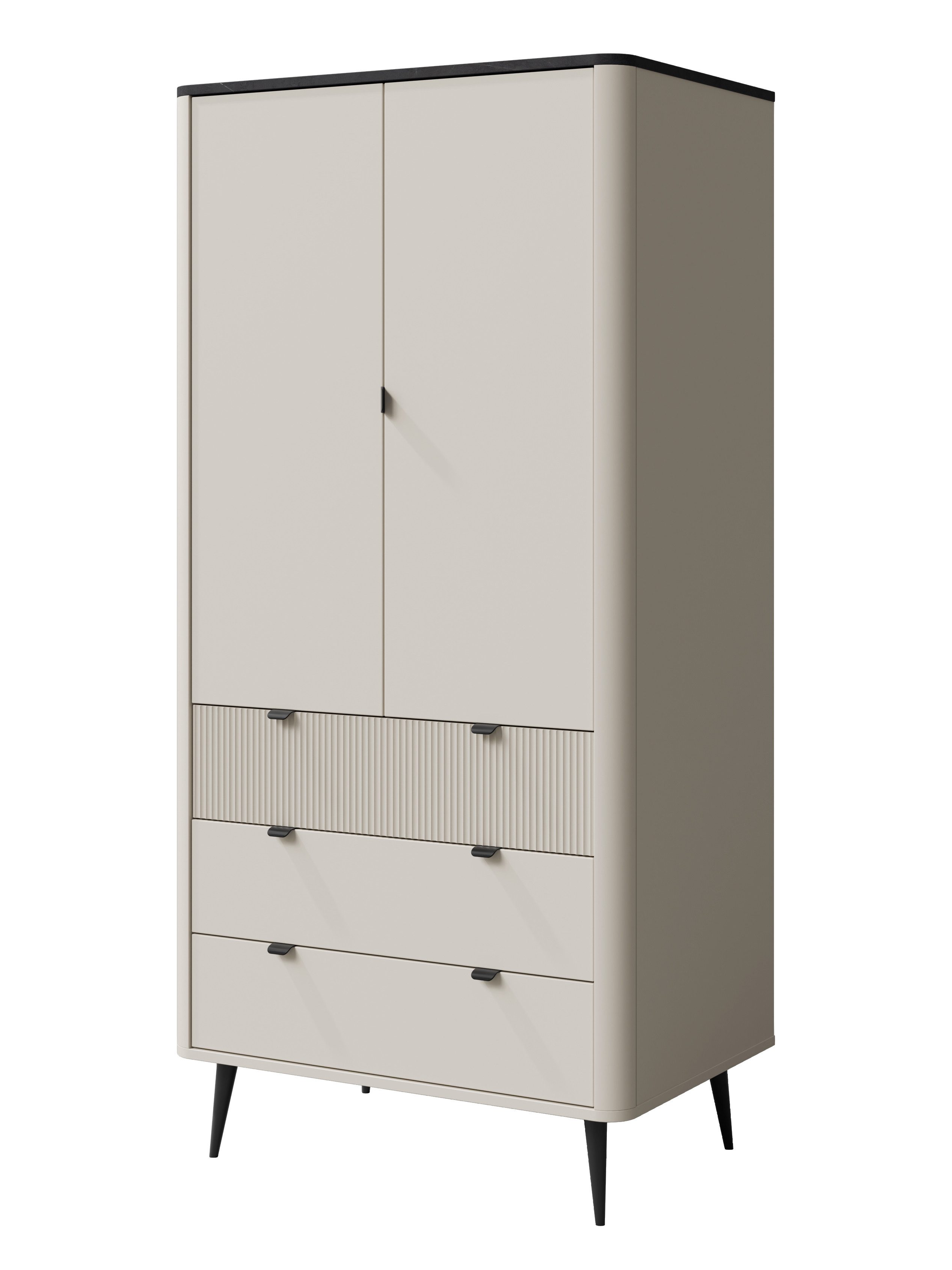 Compleo Kleiderschrank zweitürig, Schrank mit 4 Schubladen, Kaschmir, Elegant design
