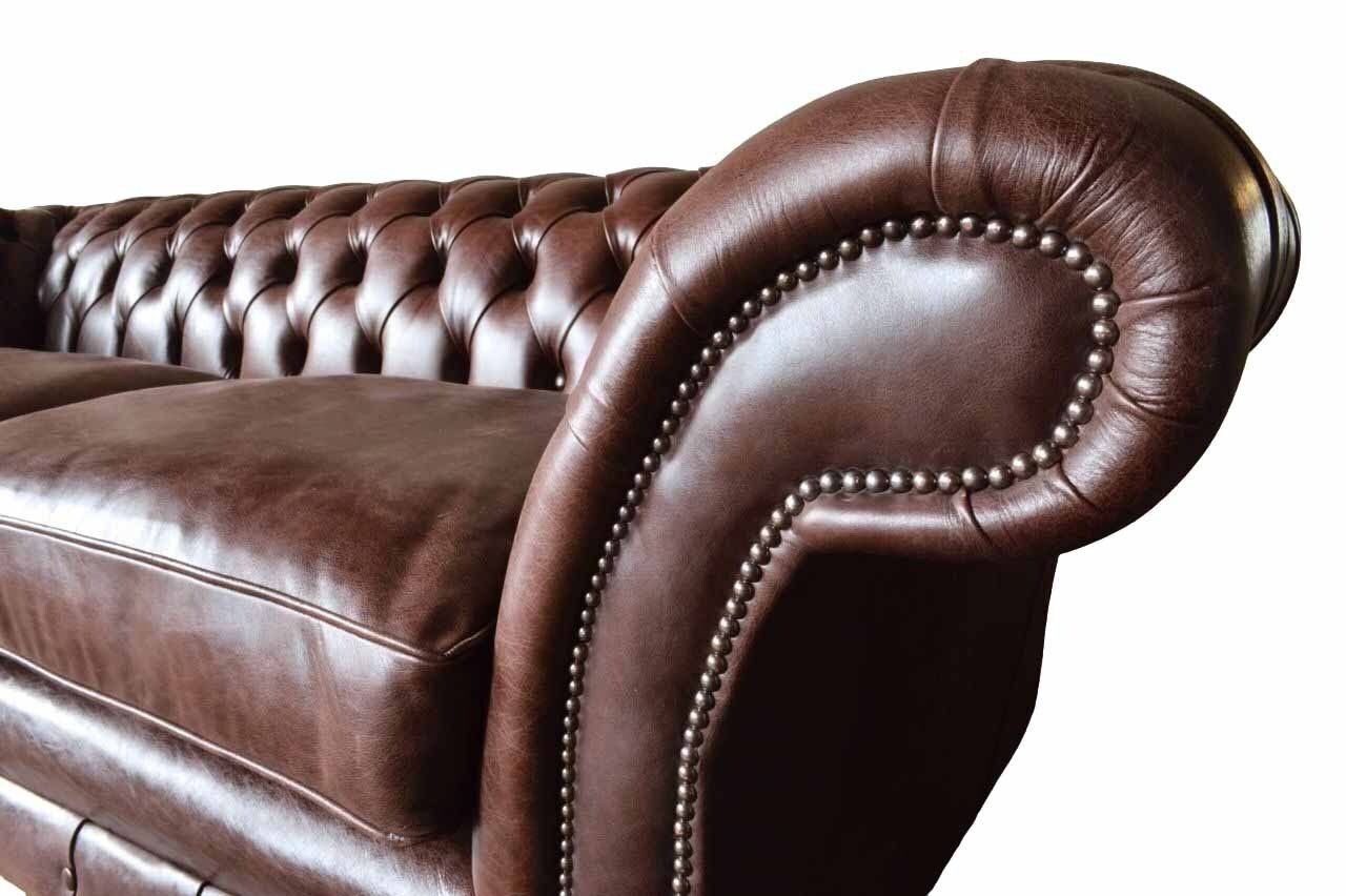 Möbel, Luxus Braunes Wohnzimmer Sofa Dreisitzer Europe in Chesterfield Made JVmoebel Couch Sofa