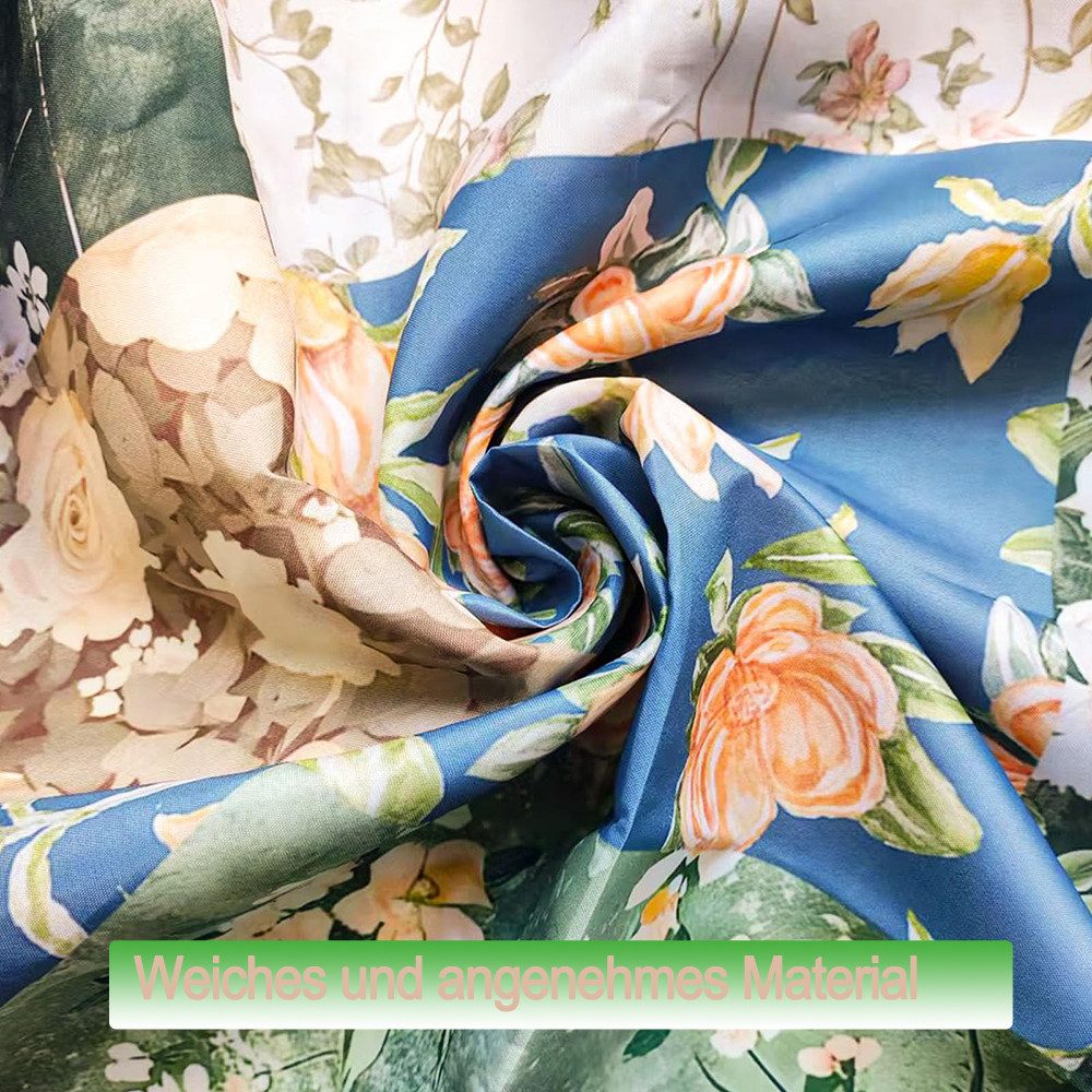 Zyronn Duschvorhang Vintage-Boho-Badezimmerdeko mit rosa Blumen, 80x200cm/180x180cm Breite 180 cm, Patchwork-Blumendesign im Landhausstil, mit 12 transparenten Ringen