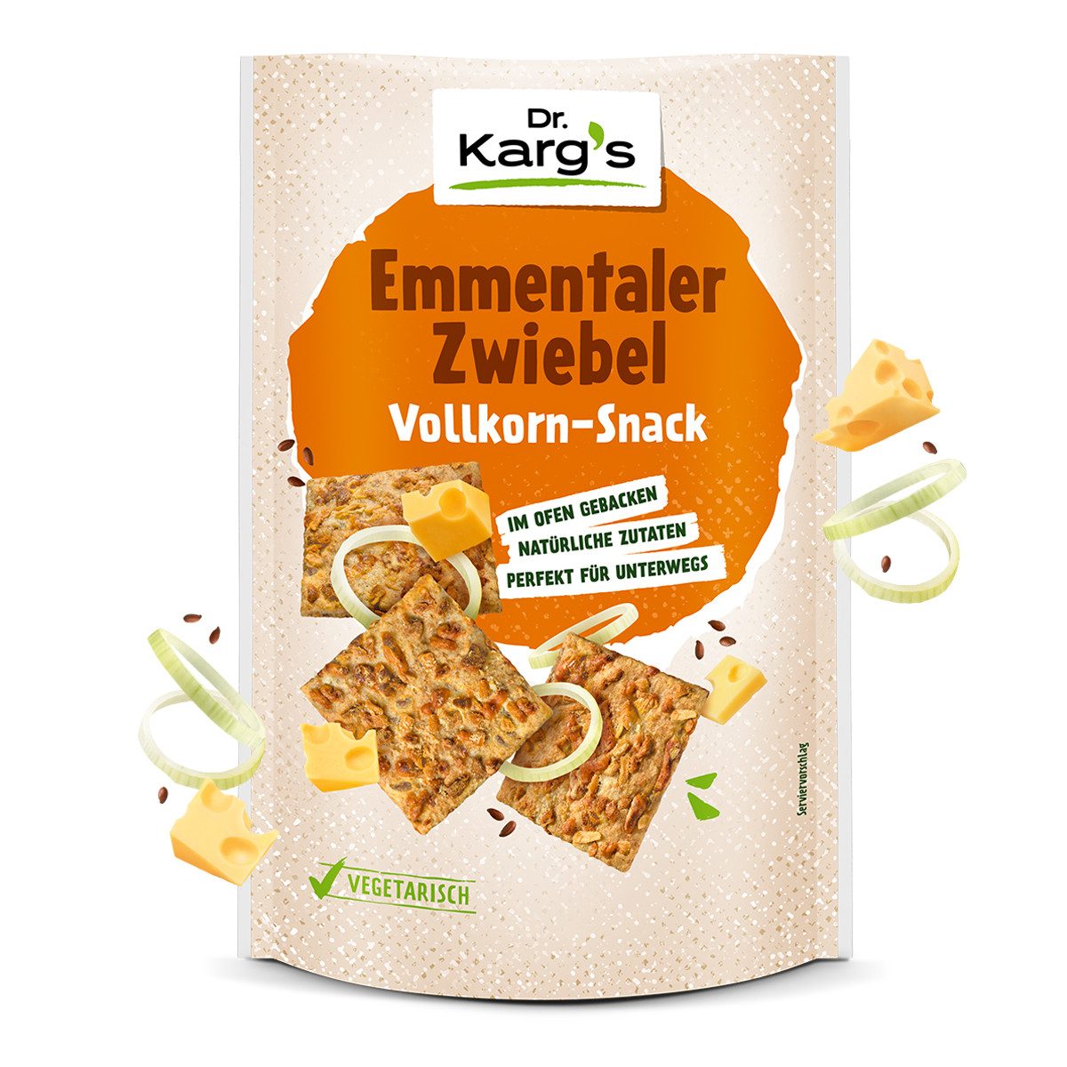 Dr. Kargs Brot, Dr. Kargs Emmentaler Zwiebel Vollkorn Knuspersnack vegetarisch 110g
