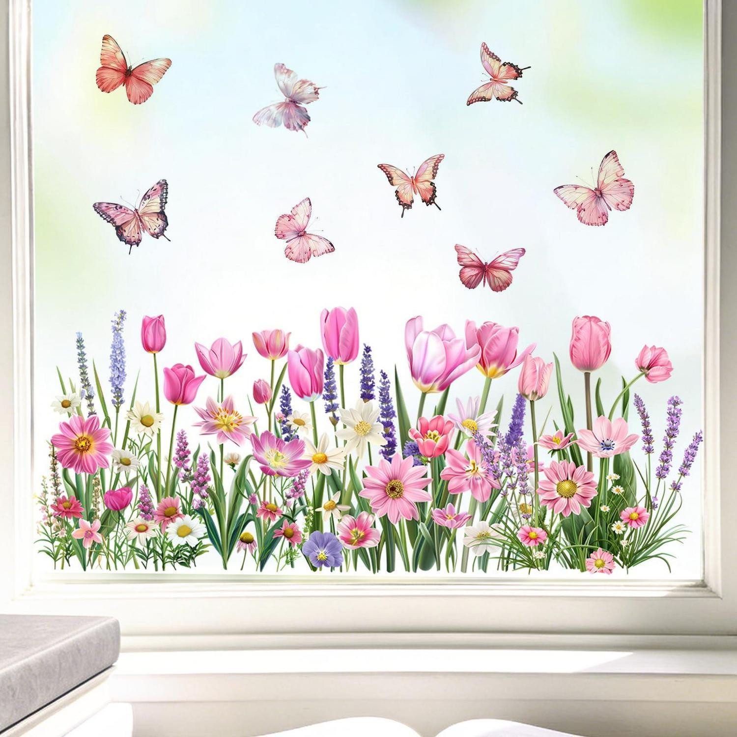 LuxusKollektion Fensterbild Fensterbilder Sommer Blumen 58x30cm 3 Bögen