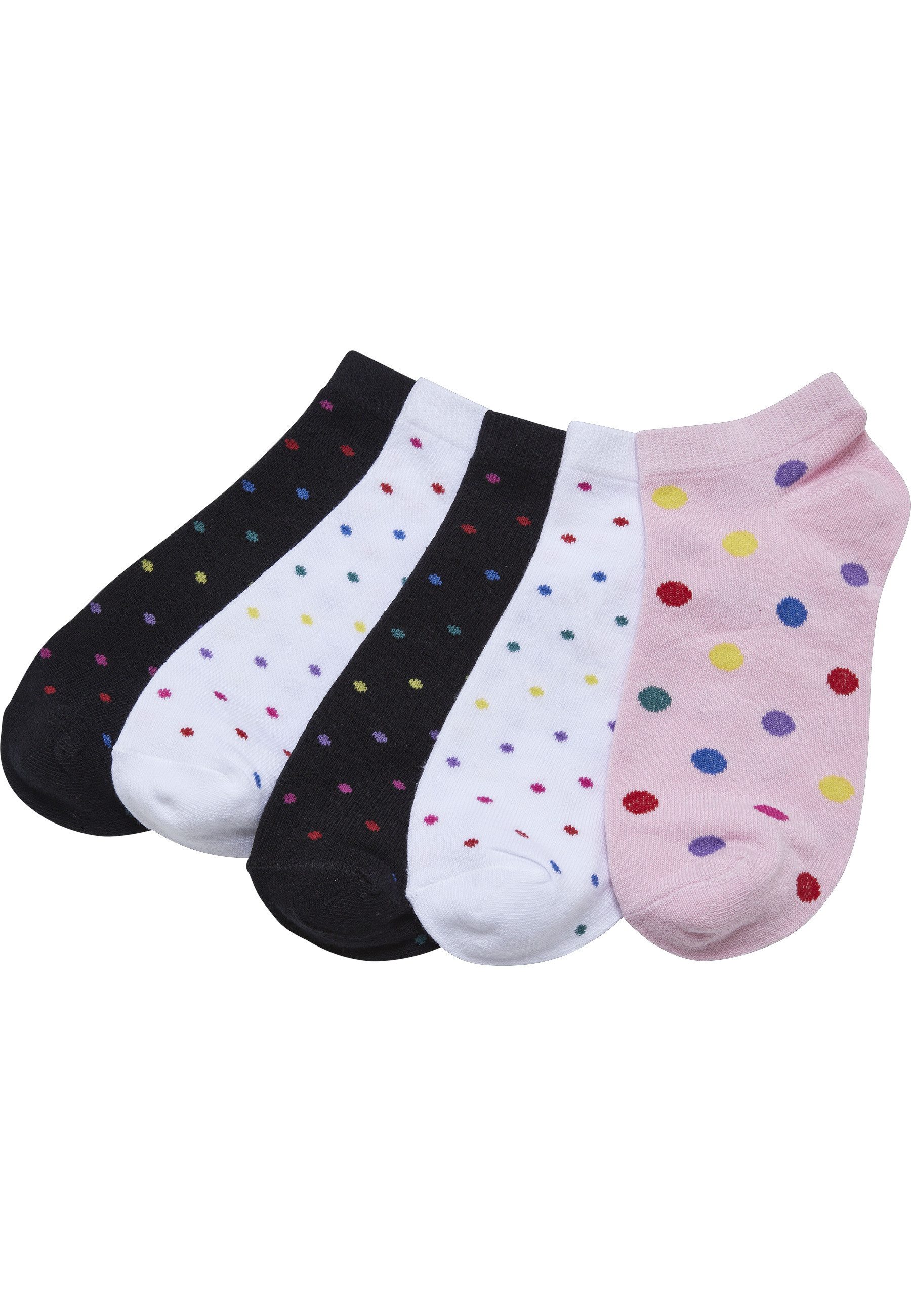 URBAN CLASSICS Basicsocken Urban Classics Damen No Show Socks Rainbow Dots 5-Pack (1-Paar)