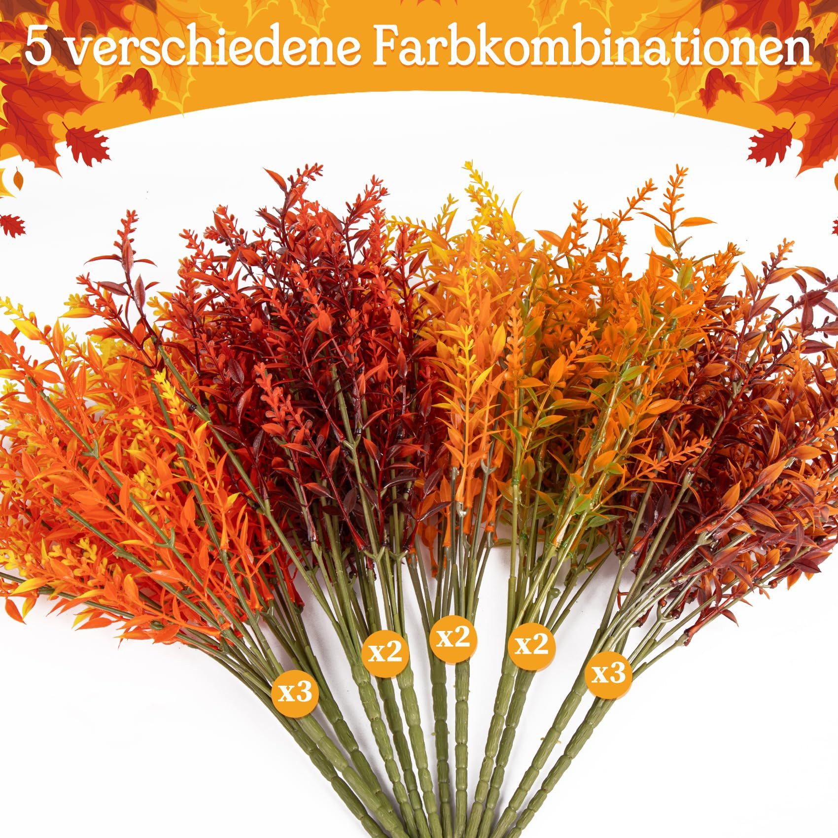Kunstblumenstrauß Herbstblumen Künstlich Herbststrauß Kunstblumen Herbst Deko, Bomiclss, für Drinnen Draußen Garten Tisch Erntedankfest Herbstdeko – Bild 2 von 5