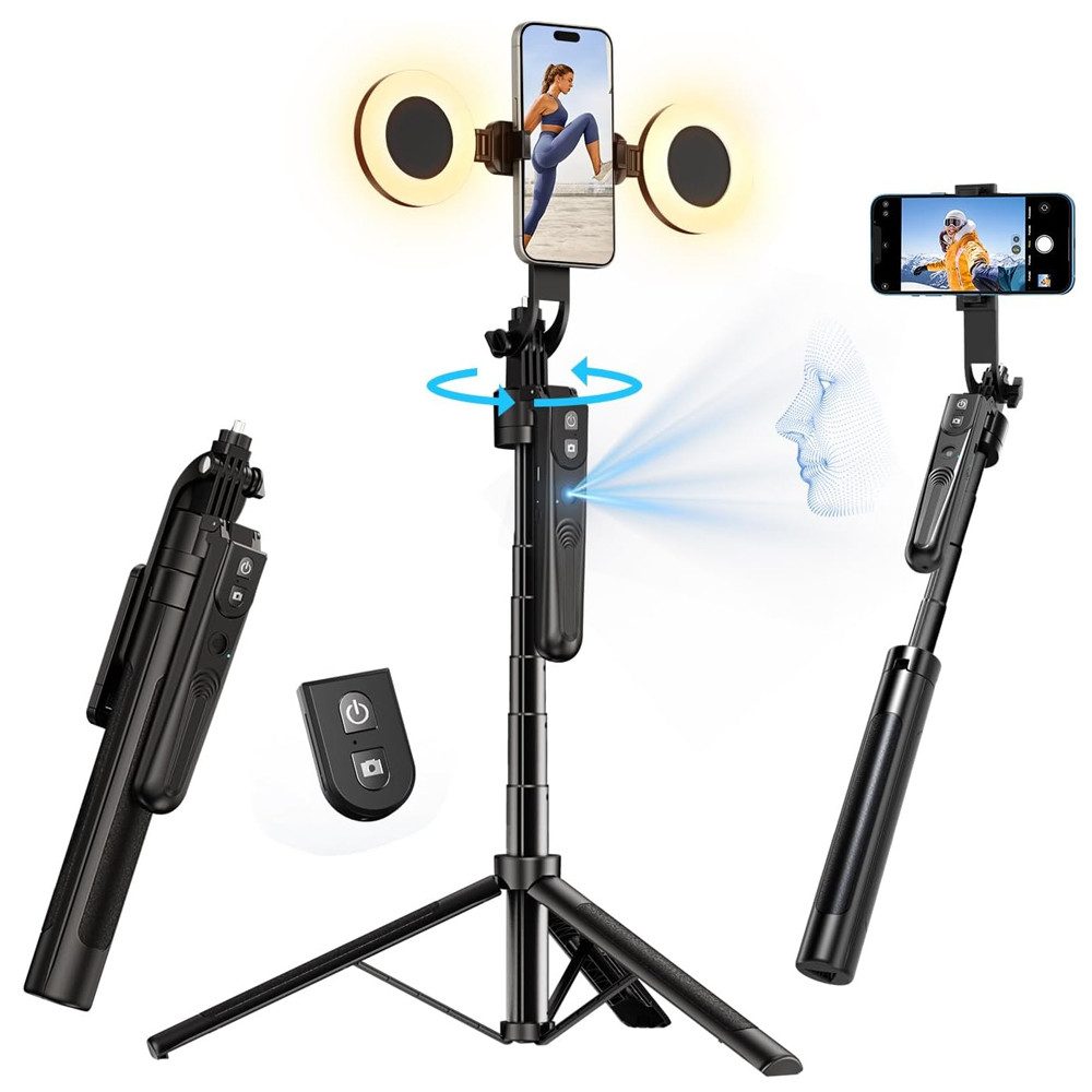 TUWENA Handy-Halterung 360° Drehung Auto Face Tracking Stativ,180cm Ausziehbarer Stativ Handy