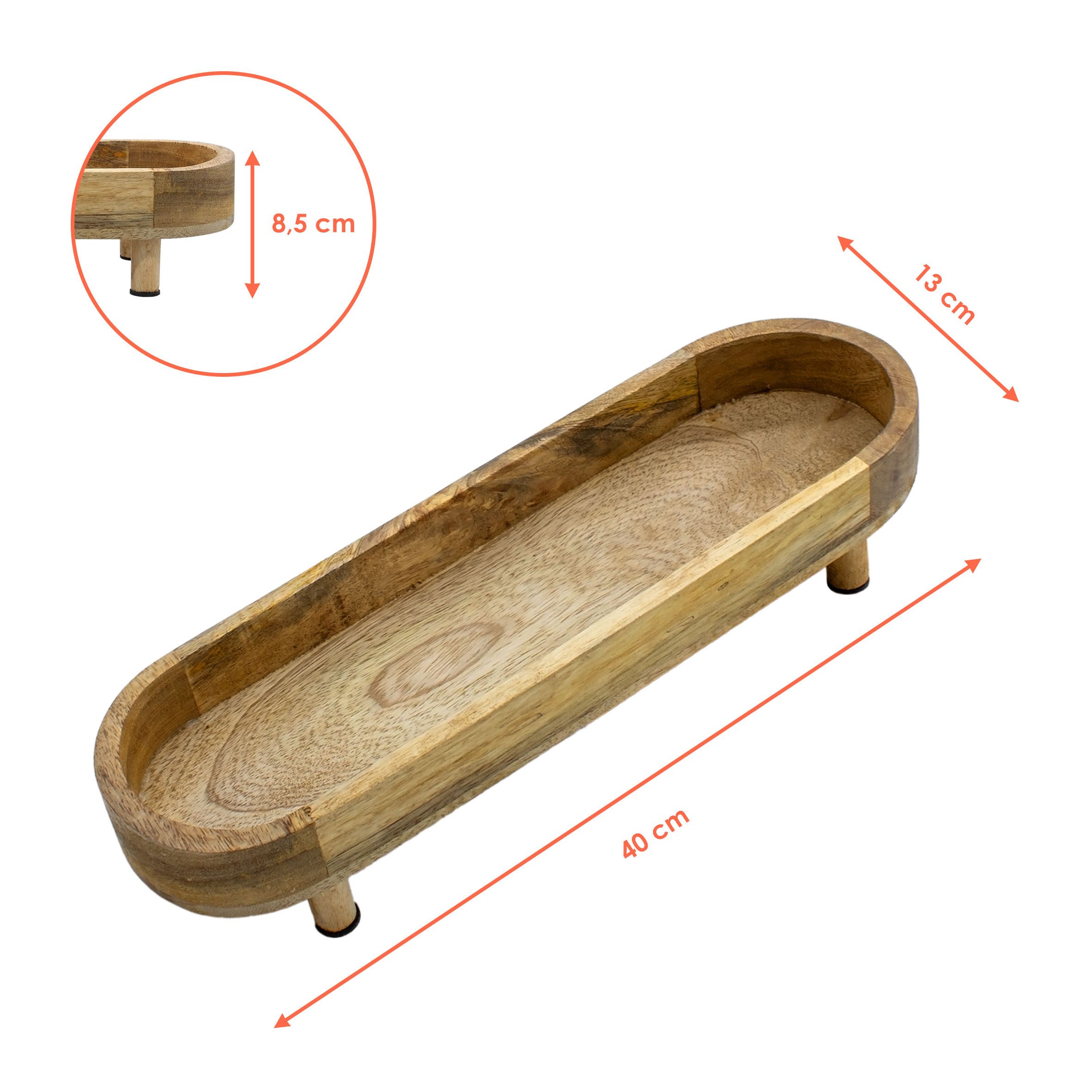 Spetebo Servierschale oval natur - 40 x 13 cm -, Mango Holz massiv, (Holz Serviertablett, 1-tlg), lebensmittelecht