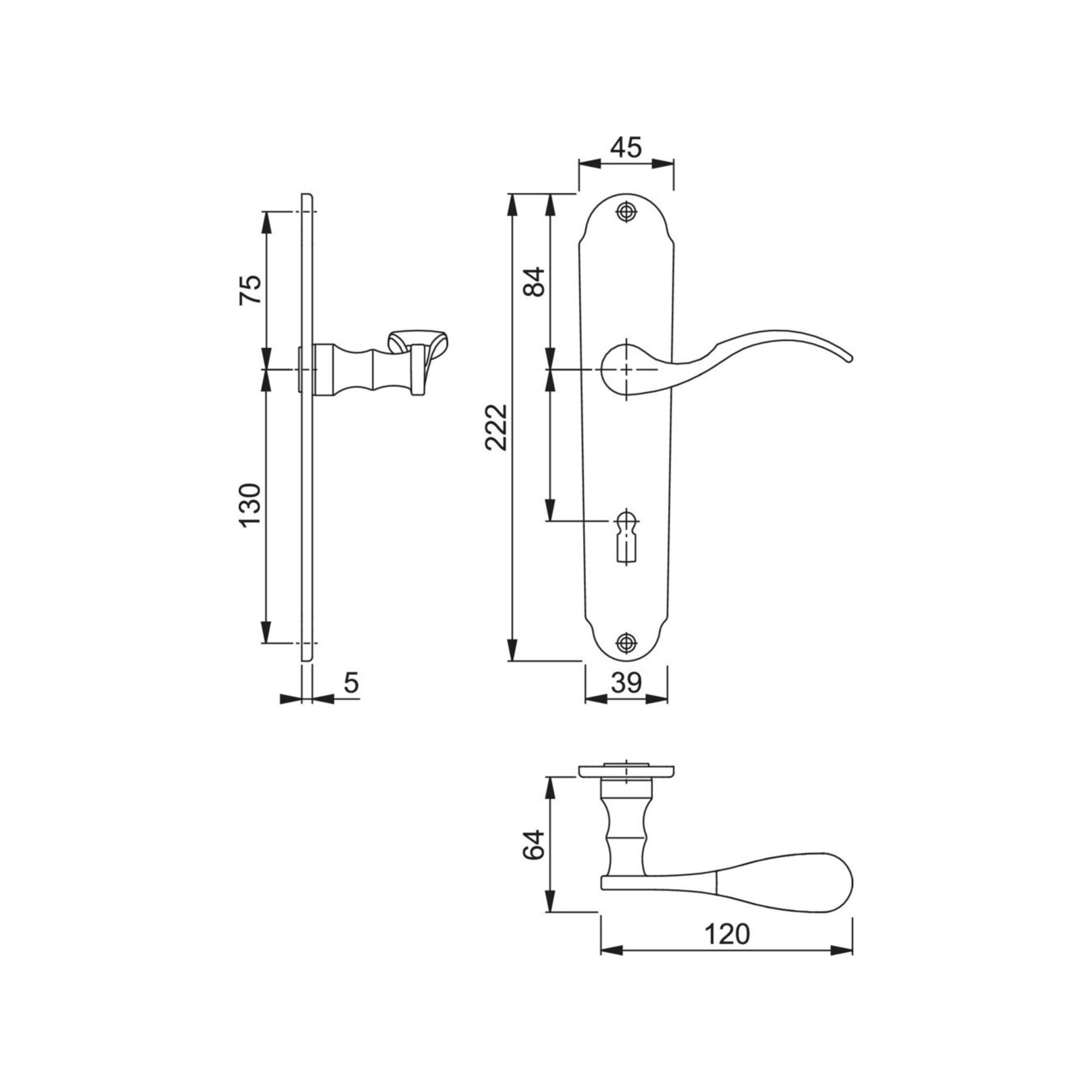 HOPPE Zubehör-Set HOPPE ZT-Dr.grt. LS,konisch,Caracas M112SLN/2021,BB, 8/72,F71,TS 36-54