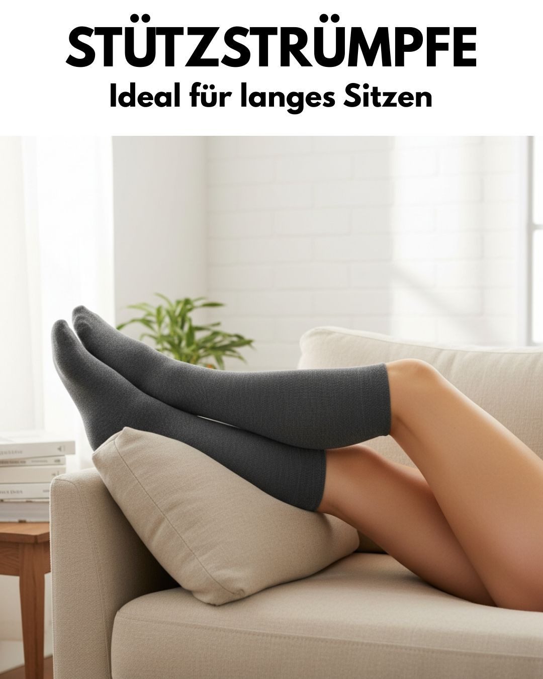 sockenkauf24 Stützkniestrümpfe Kompressionsstrümpfe Reisestrümpfe Stützstrümpfe mit Kompression (Grau, 4-Paar, 39-42) aus Baumwolle für Damen & Herren mit Komfo – Bild 2 von 5