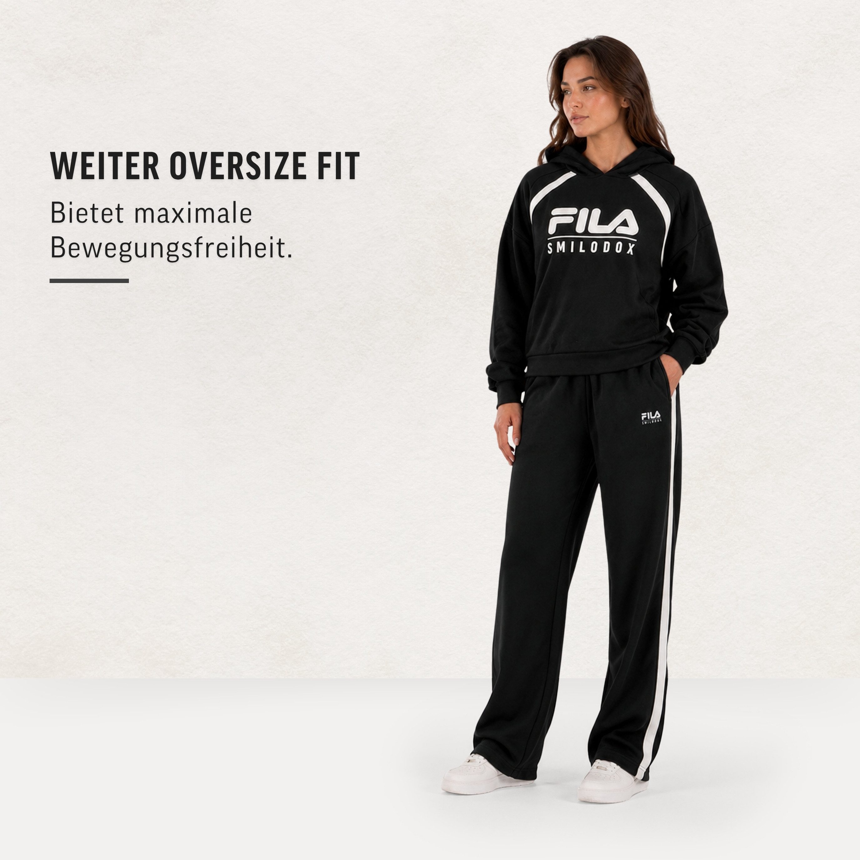 Smilodox Jogginghose Alassio Damen, Fila Oversize Sweatpants, Tunnelzug, Freizeit & Sport Wide Leg, Relax Fit, Athleisure, Gymwear, Logo-Detail