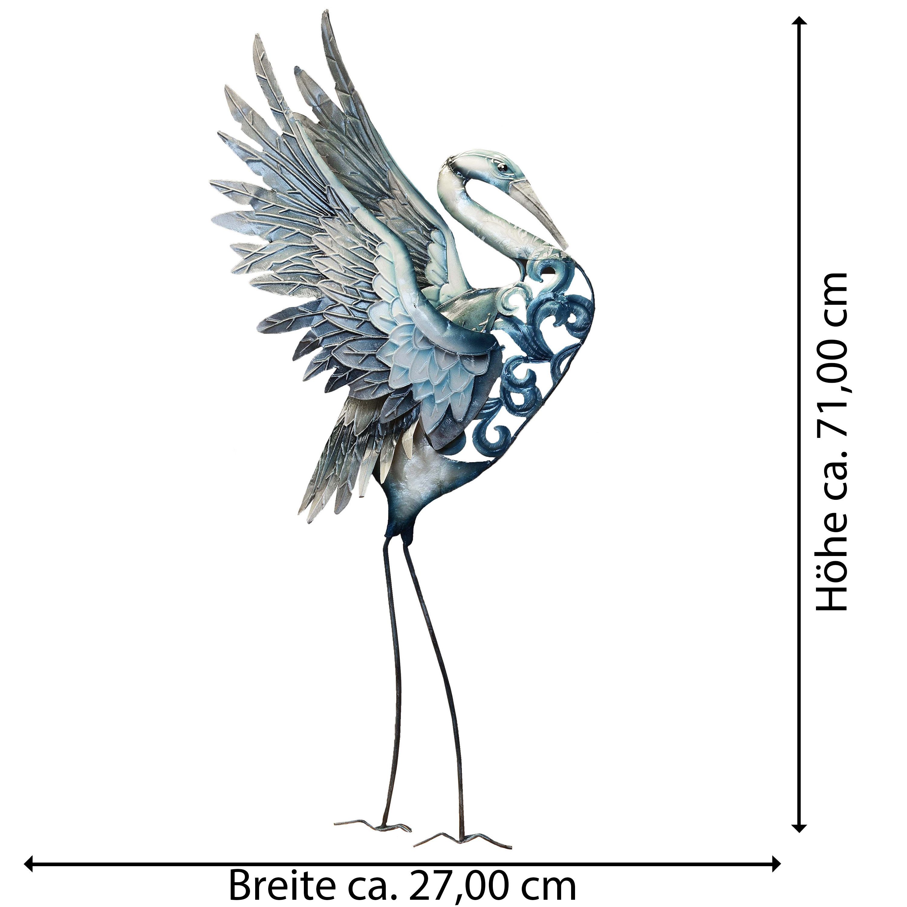 MystiCalls Dekofigur Wanddekoration Kranich - Tier Blech Dekoration Metallfigur Vogel (1 St), Sammelfigur, Sammlerfigur, Designerfigur, Dekofigur, Dekorationsobjekt