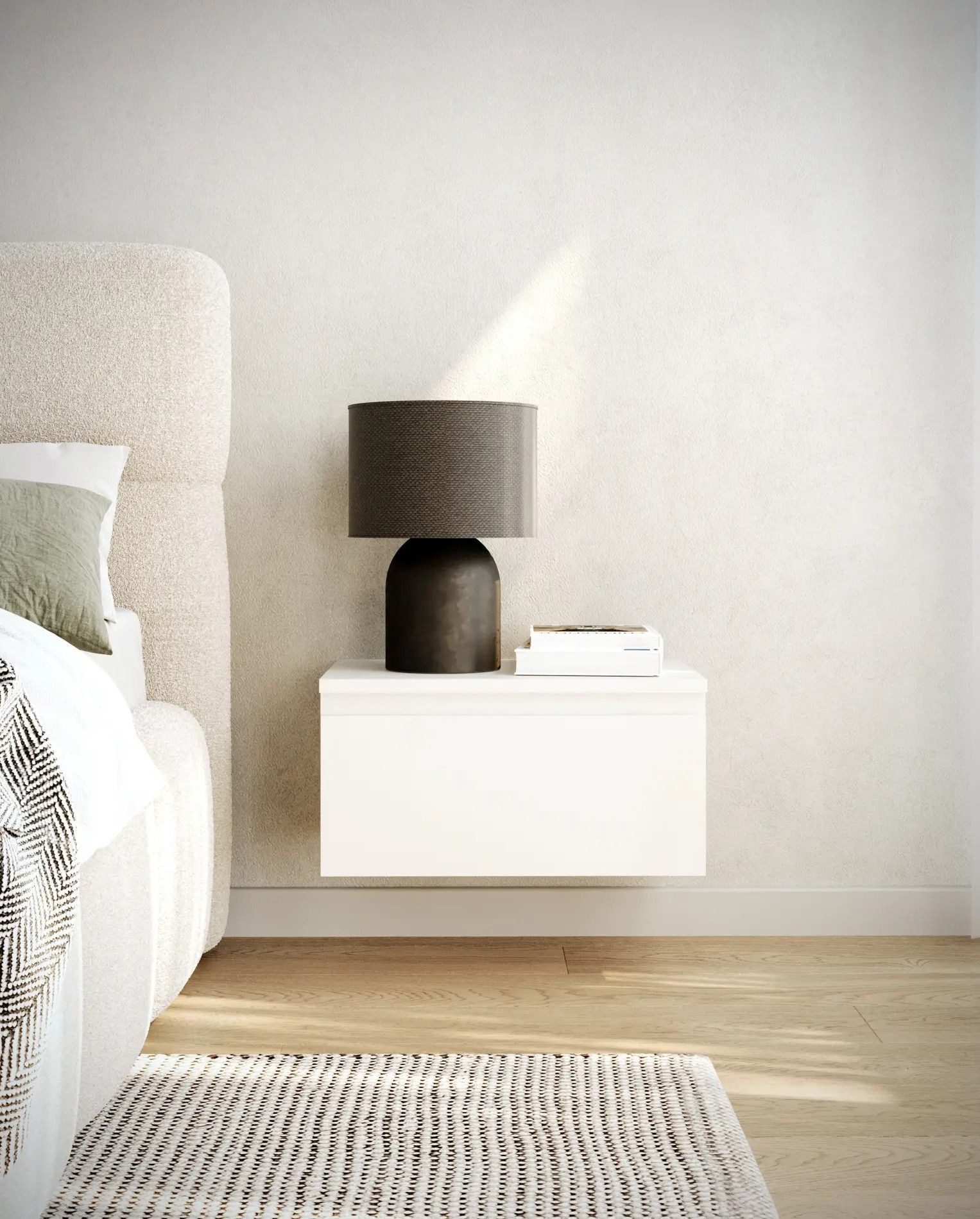 Selsey Nachttisch BEMMI, Wandnachttisch mit Schublade – schwebendes Design, matt, 48 cm breit