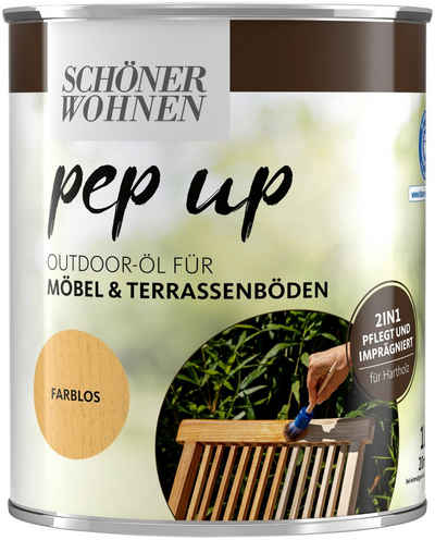 SCHÖNER WOHNEN FARBE Holzöl pep up Outdoor, 1 Liter, für Möbel & Terrassenböden, pflegt & imprägniert