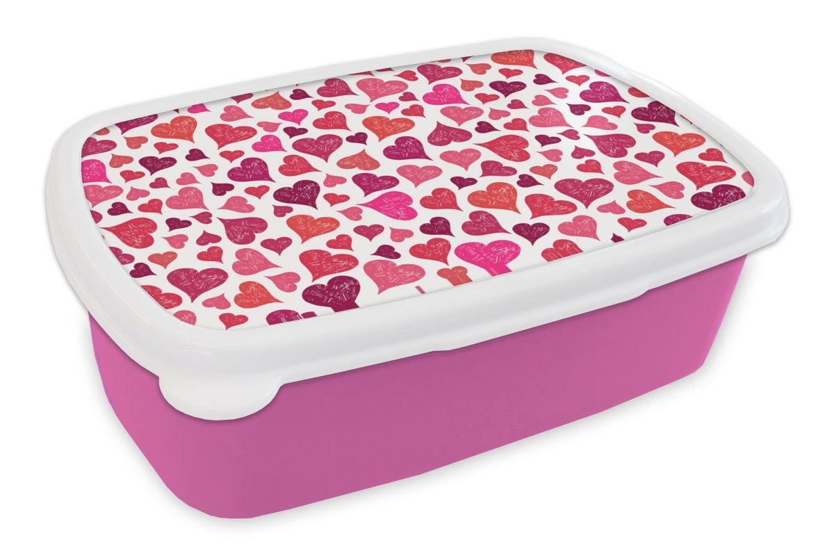 MuchoWow Lunchbox Valentinsgeschenk für ihn Erwachsene, Mädchen, Kinder, Brotbox (2-tlg), für Herz, Kunststoff, rosa Kunststoff - - Snackbox, Liebe Brotdose