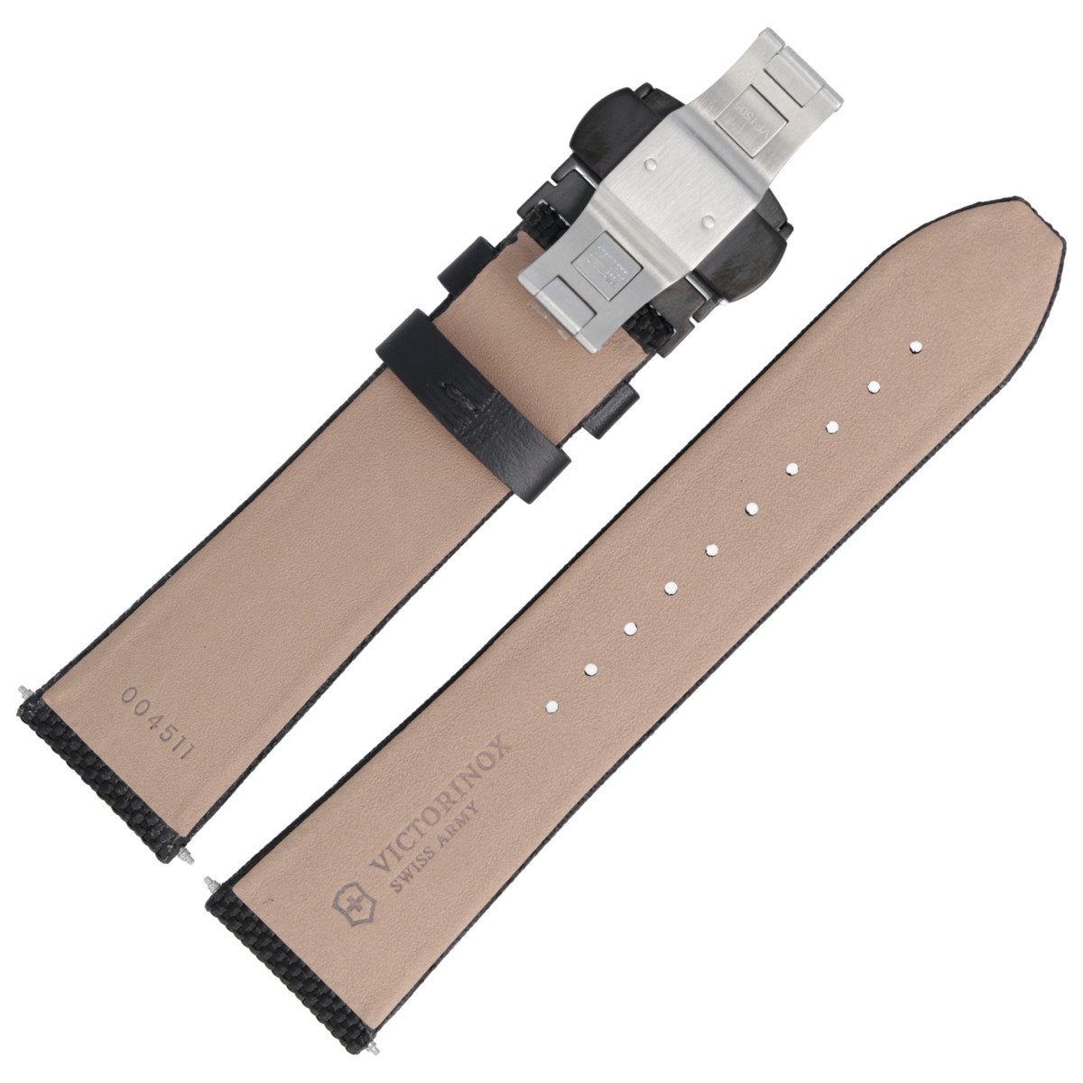 Victorinox Uhrenarmband 24mm Textil/Leder Schwarz 004511