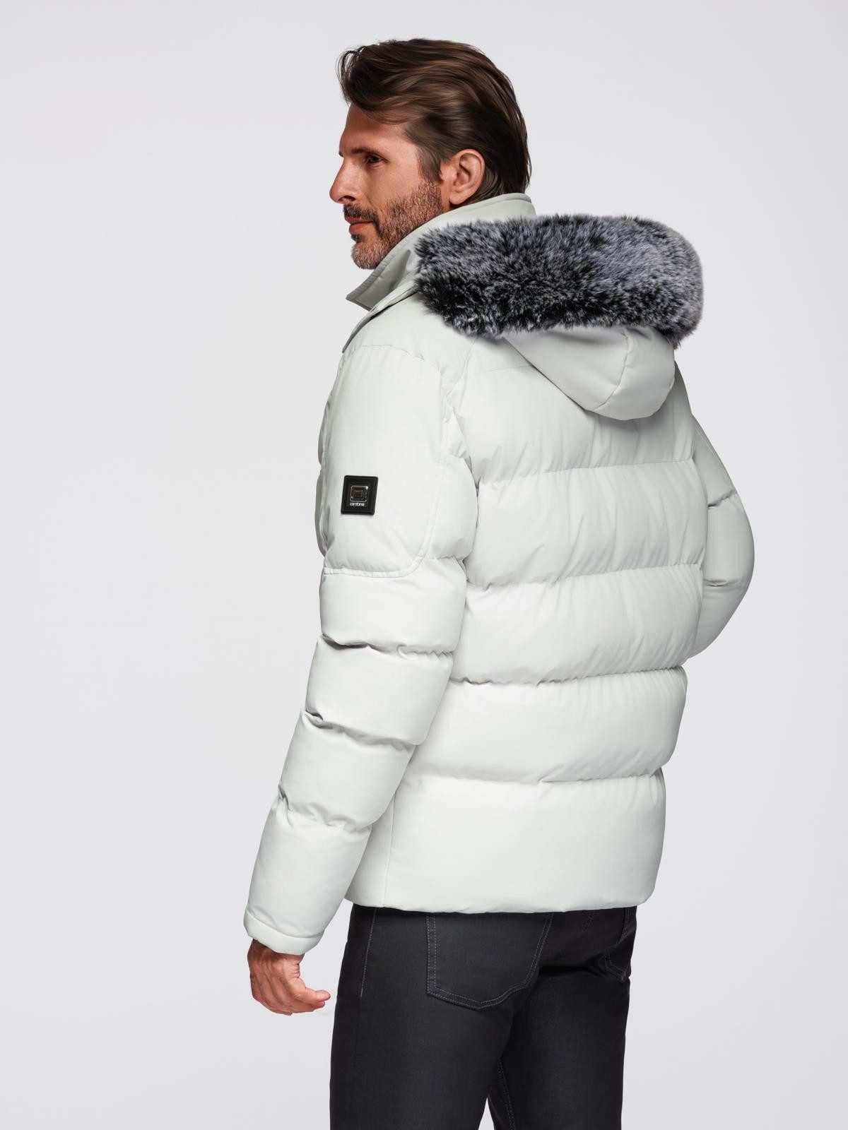 OMBRE Winterjacke Gesteppte Herrenjacke im Bikerstil mit Kapuze