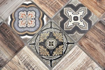 Mosani Mosaikfliesen Mosaikfliese Patchwork braun beige marrone Holzoptik