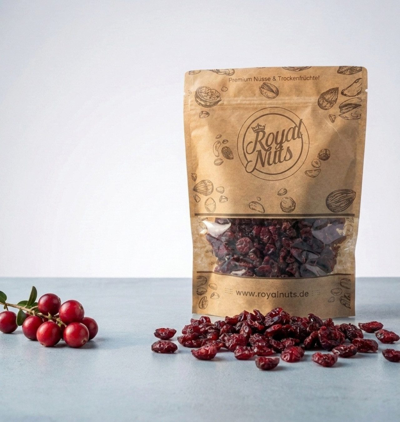 Royalnuts Genuss GmbH Trockenfrüchte 1000g Getrocknete Cranberries, Royalnuts — Empfehlung für Mandel-Cranberry