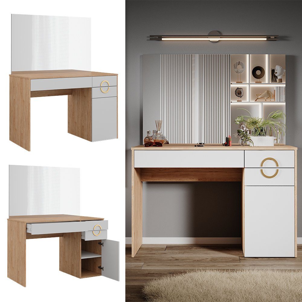 Vicco Schminktisch Adela, Weiß/Natural Rockford Hickory, günstig online kaufen