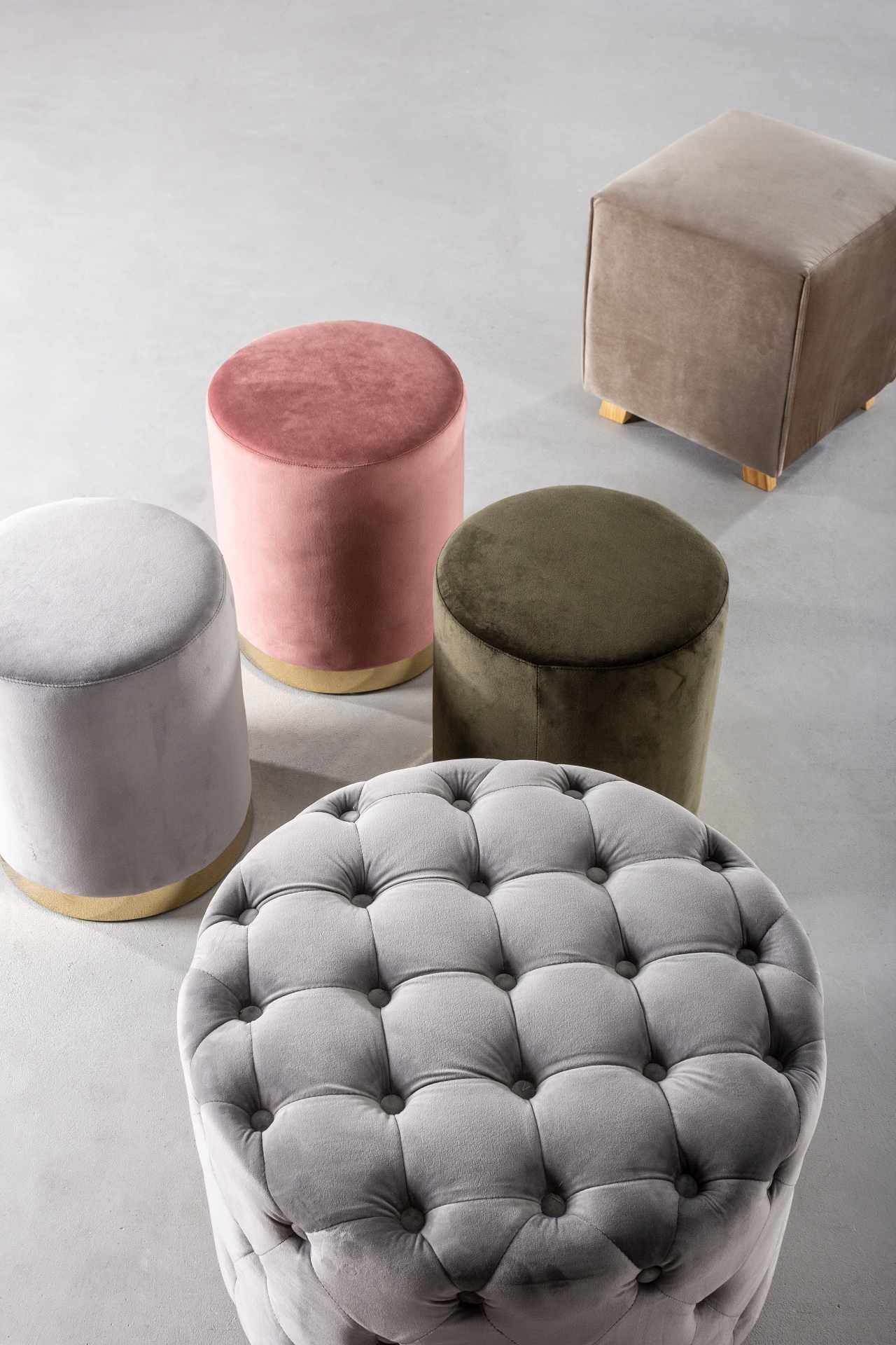 Bizzotto Pouf Lorella in Samt-Optik, Grau günstig online kaufen