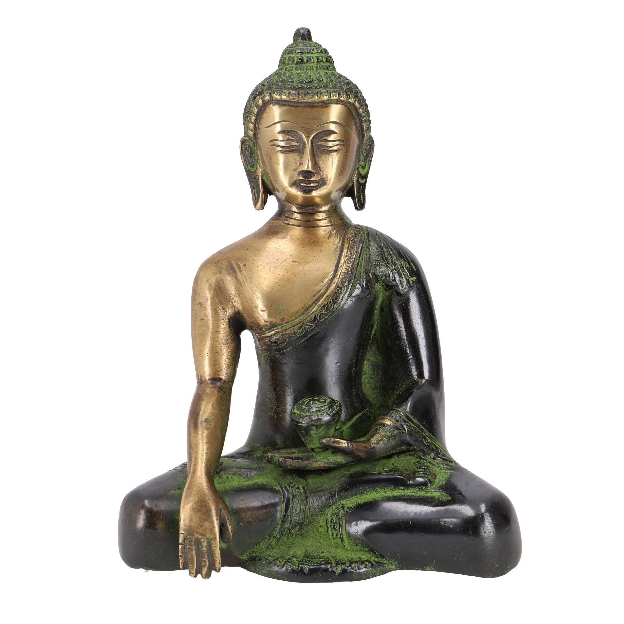 Guru-Shop Buddhafigur Buddha Statue aus Messing Bhumisparsa Mudra 18..