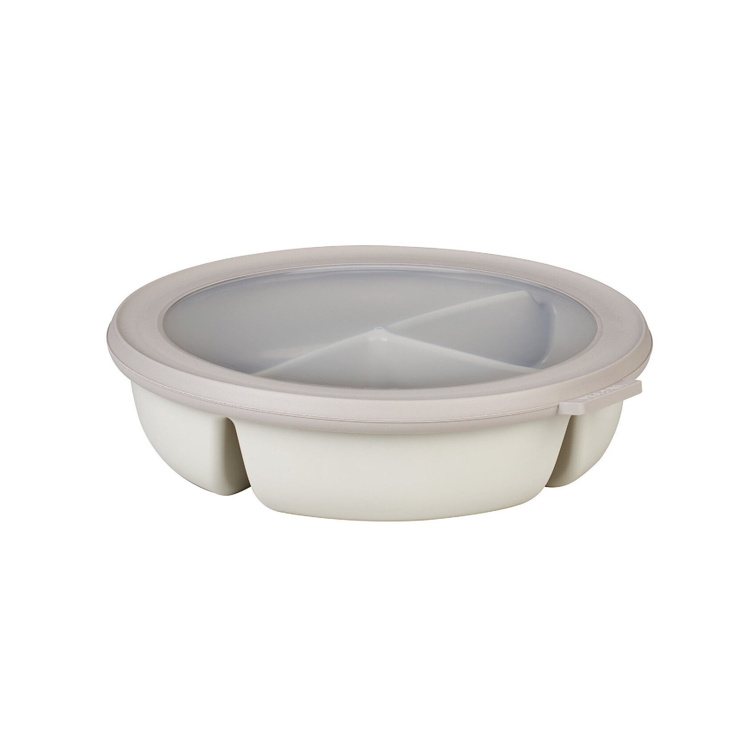 Mepal Lunchbox Runde Bento-Schüssel mit 3 Fächern für Meal-Prep, 1,5 Liter, Polypropylen (PP), Thermoplastische Elastomere (TPE), Luftdicht, ideal für getrennte Aufbewahrung, Nordic White