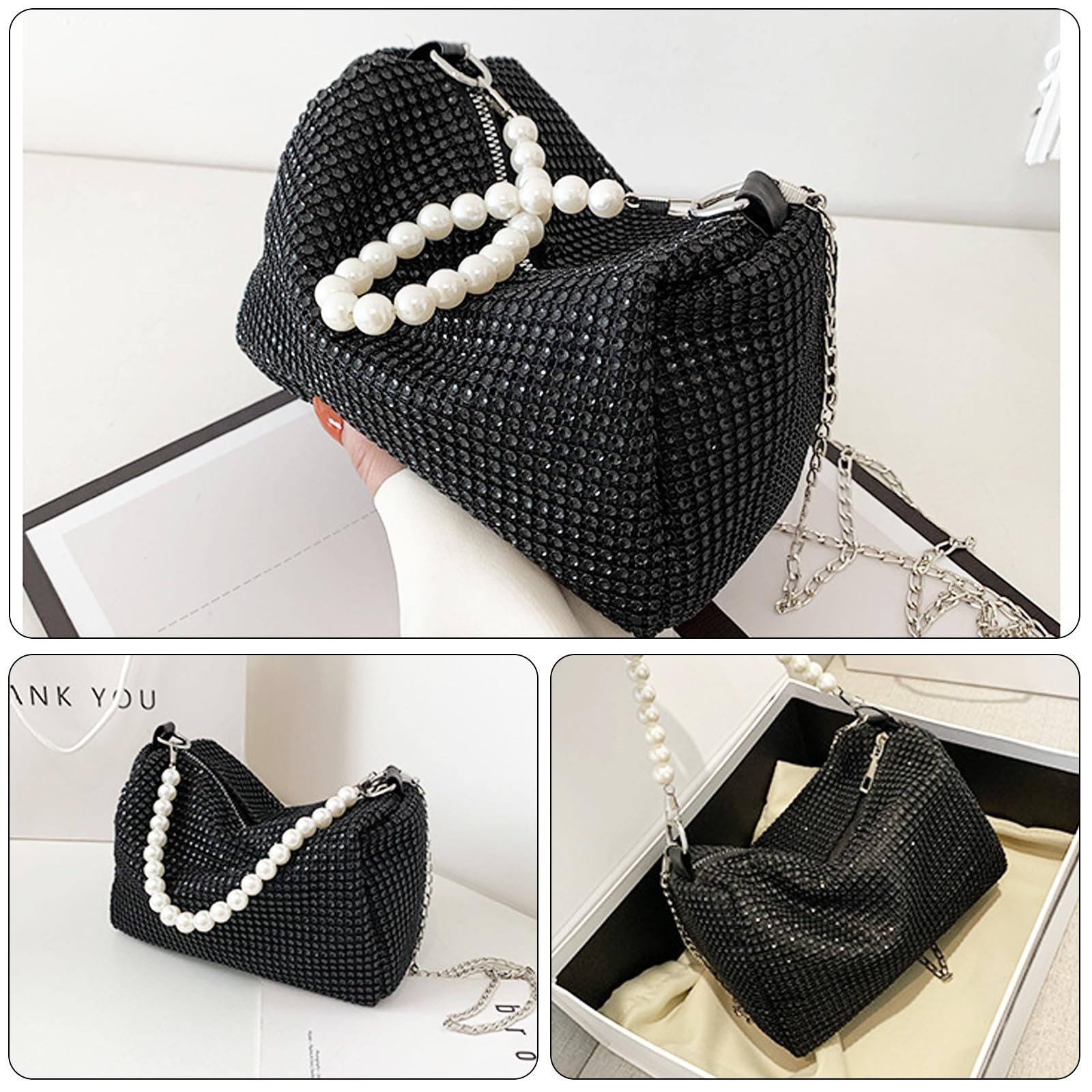 Coonoor Clutch Strass-Abendtasche für Damen, Glitzer Abendtasche, Elegante Schultertaschen für Hochzeit Party Freizeit Date
