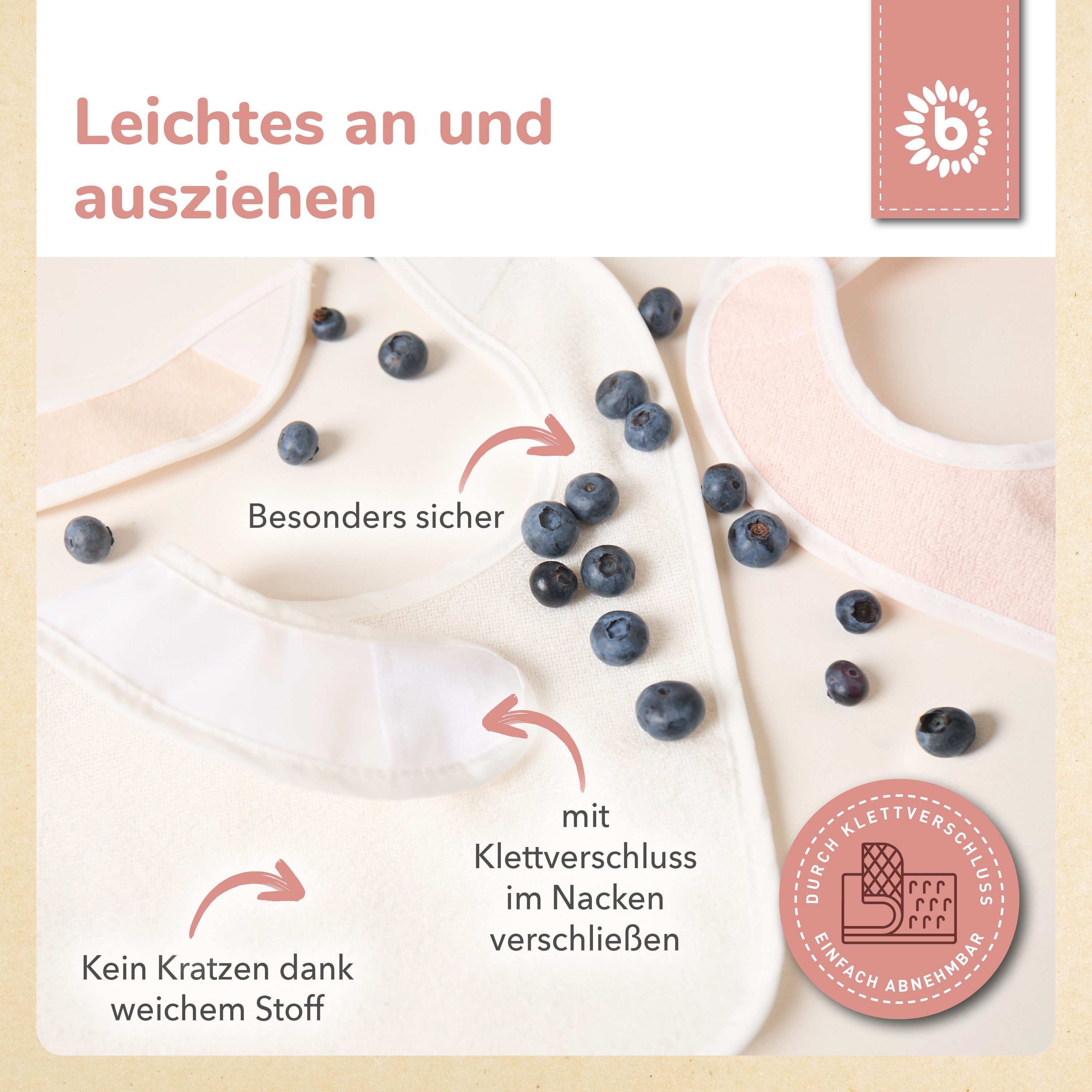 BIECO Lätzchen 5er Pack Baby Lätzchen mit Klettverschluss