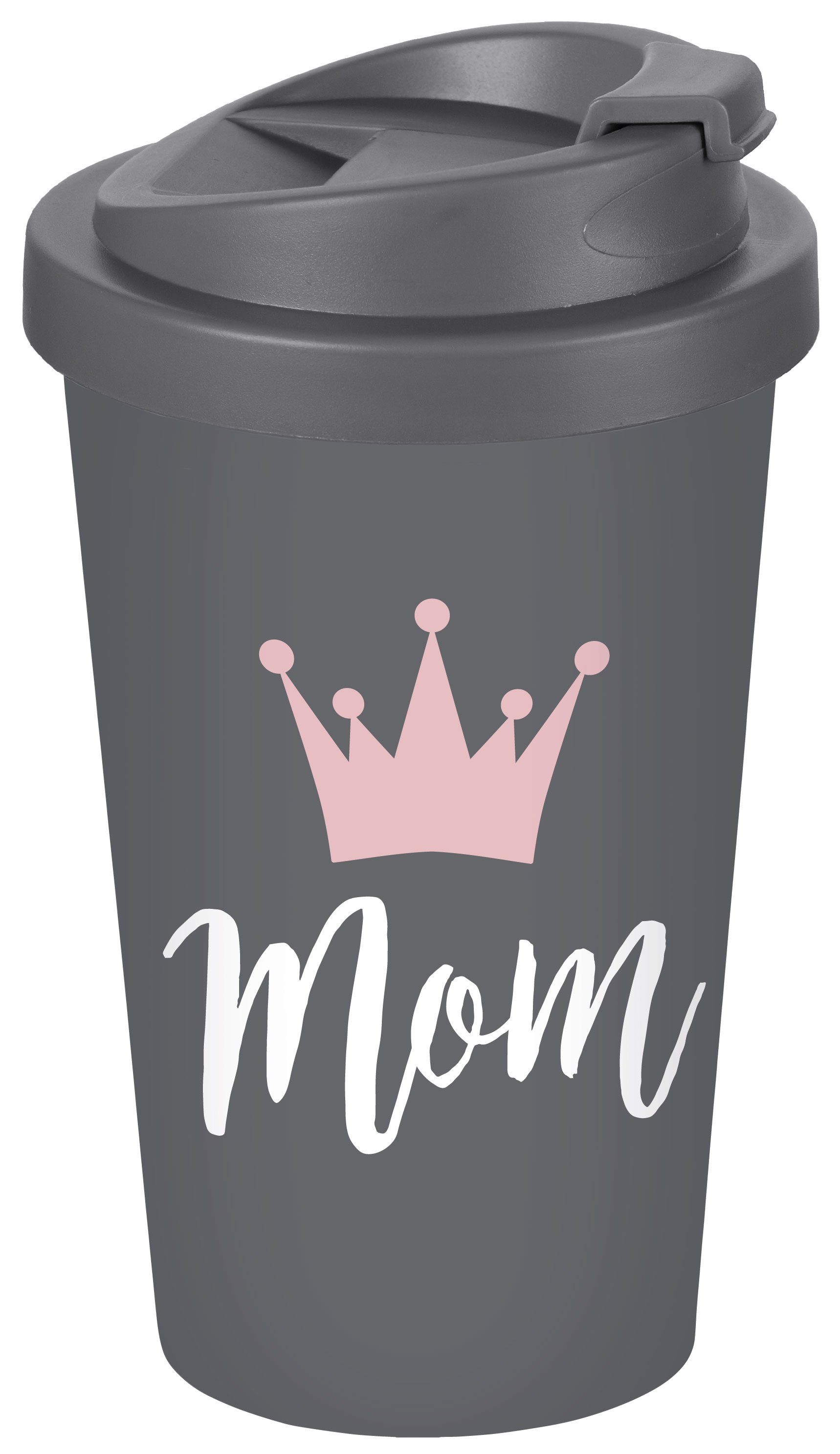 Geda Labels GmbH Coffee-to-go-Becher Mom, 1-tlg., PP, Grau, 400 ml, doppelwandig, auslaufsicher