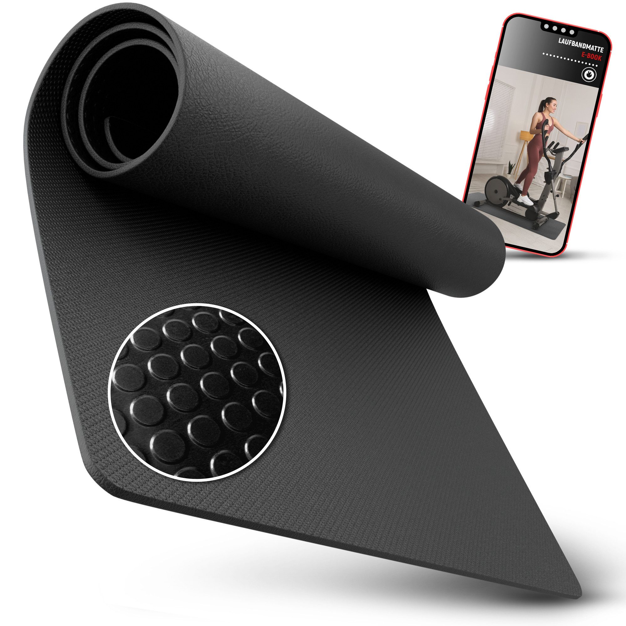 NEOLYMP Bodenmatte Bodenschutzmatte Fitnessgerät –Laufband Matte 8mm Dicke - rutschfest (Bodenschutzmatte Fitness - langlebig & stoßdämpfend - Sportmatte), Fitness Unterlegmatte für Crosstrainer – Gymnastikmatte, Fitnessmatte