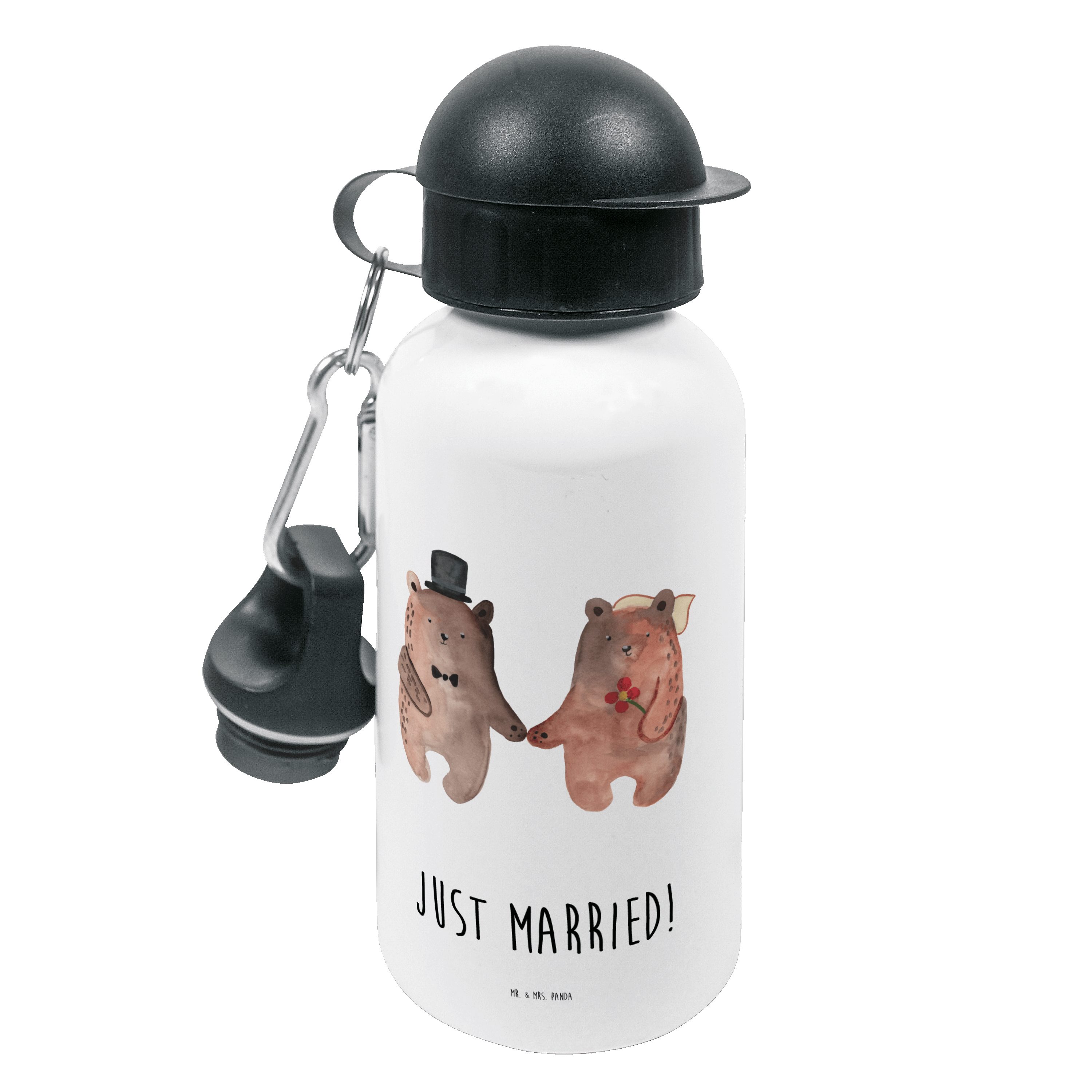 Mr. & Mrs. Panda Trinkflasche Bär Heirat - Weiß - Geschenk, Kinderflasche, Kindertrinkflasche, Jung