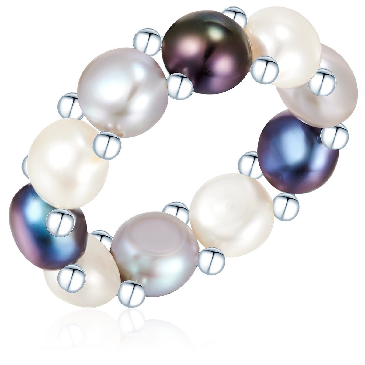 Valero Pearls Perlenring silber, aus Süßwasser-Zuchtperlen günstig online kaufen
