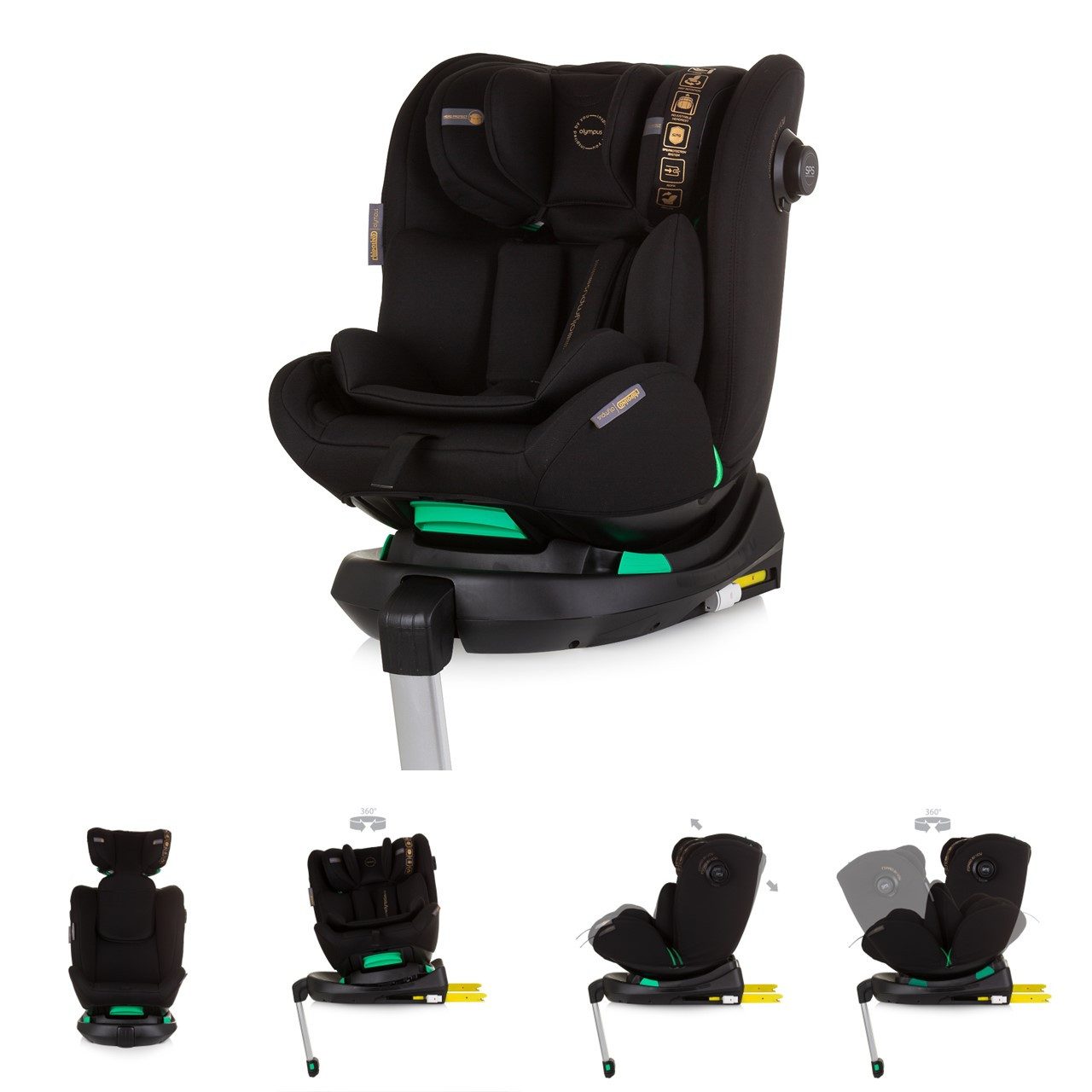 Chipolino Autokindersitz Kindersitz i-Size Olympus, bis: 36 kg, (40-150cm) ISOFIX 360 Grad drehbar Stützbein