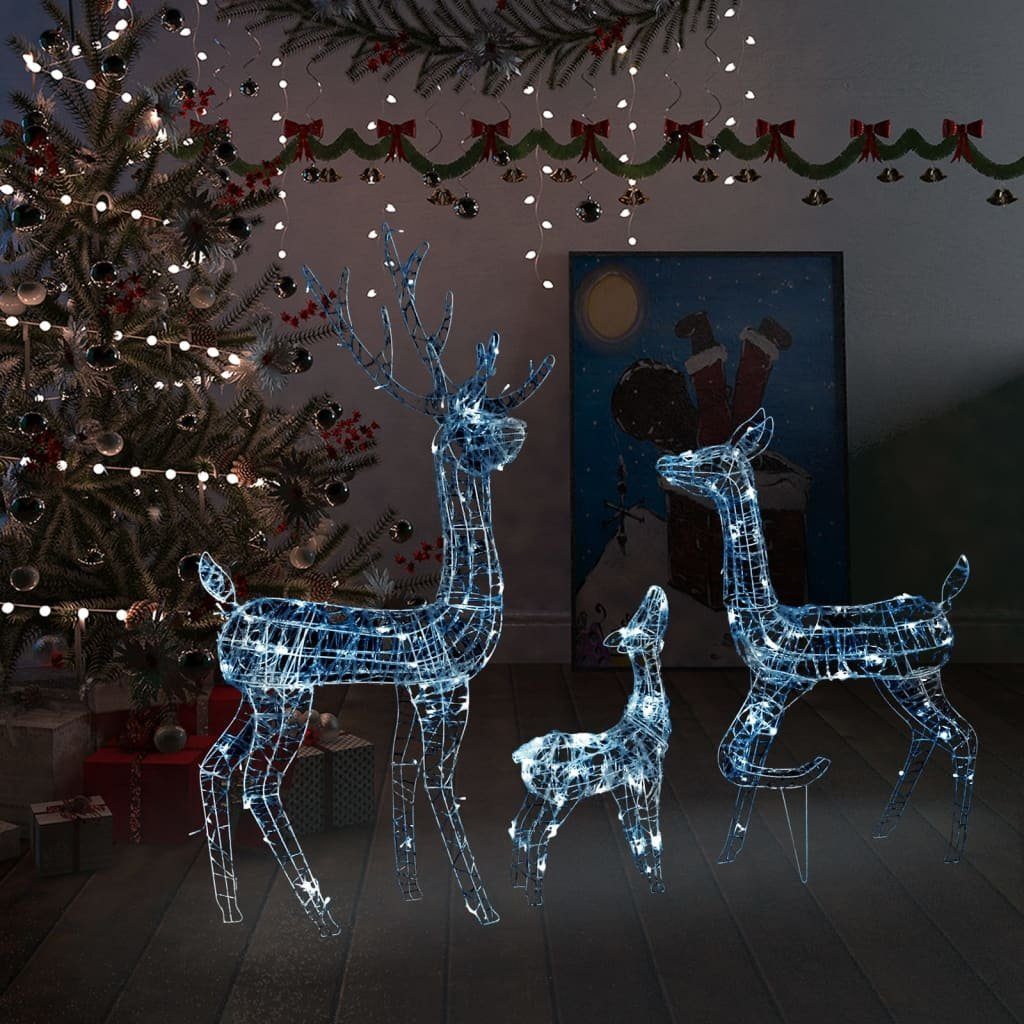 vidaXL Kaltweiß (1-tlg) Weihnachtsdeko 300 Christbaumschmuck Acryl LED-Rentier-Familie LED