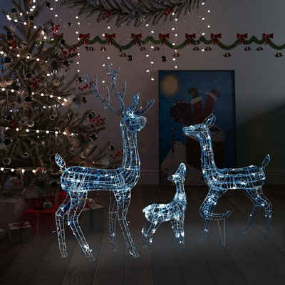 vidaXL Christbaumschmuck LED-Rentier-Familie Weihnachtsdeko Acryl 300 LED Kaltweiß (1-tlg)