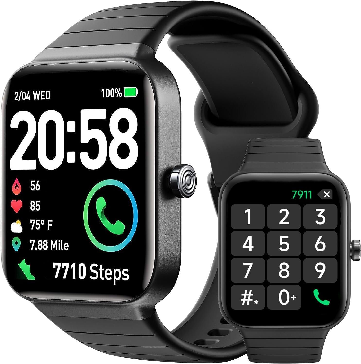 Voigoo Smartwatch (1,8 Zoll, Android, iOS), mit Telefonfunktion,Alexa Integriert Herzfrequenz, Schlafmonitor300mAh