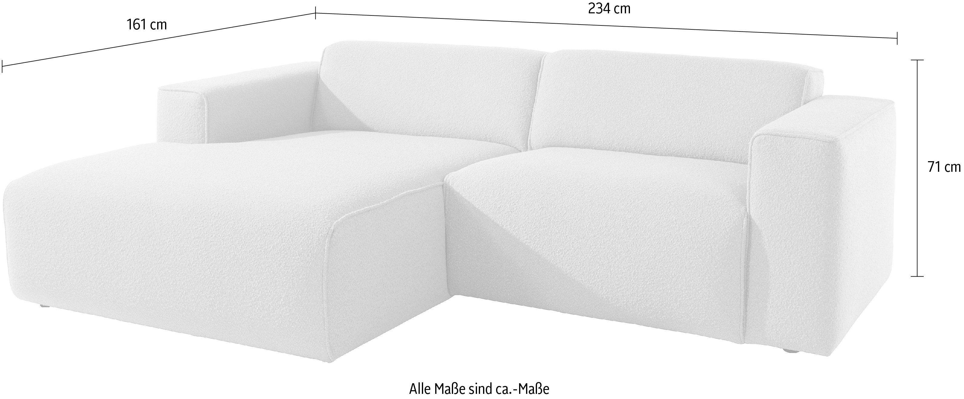 Ecksofa andas Noord, grob Struktur, Kedernaht, Cord, mit Struktur Luxus-Microfaser,