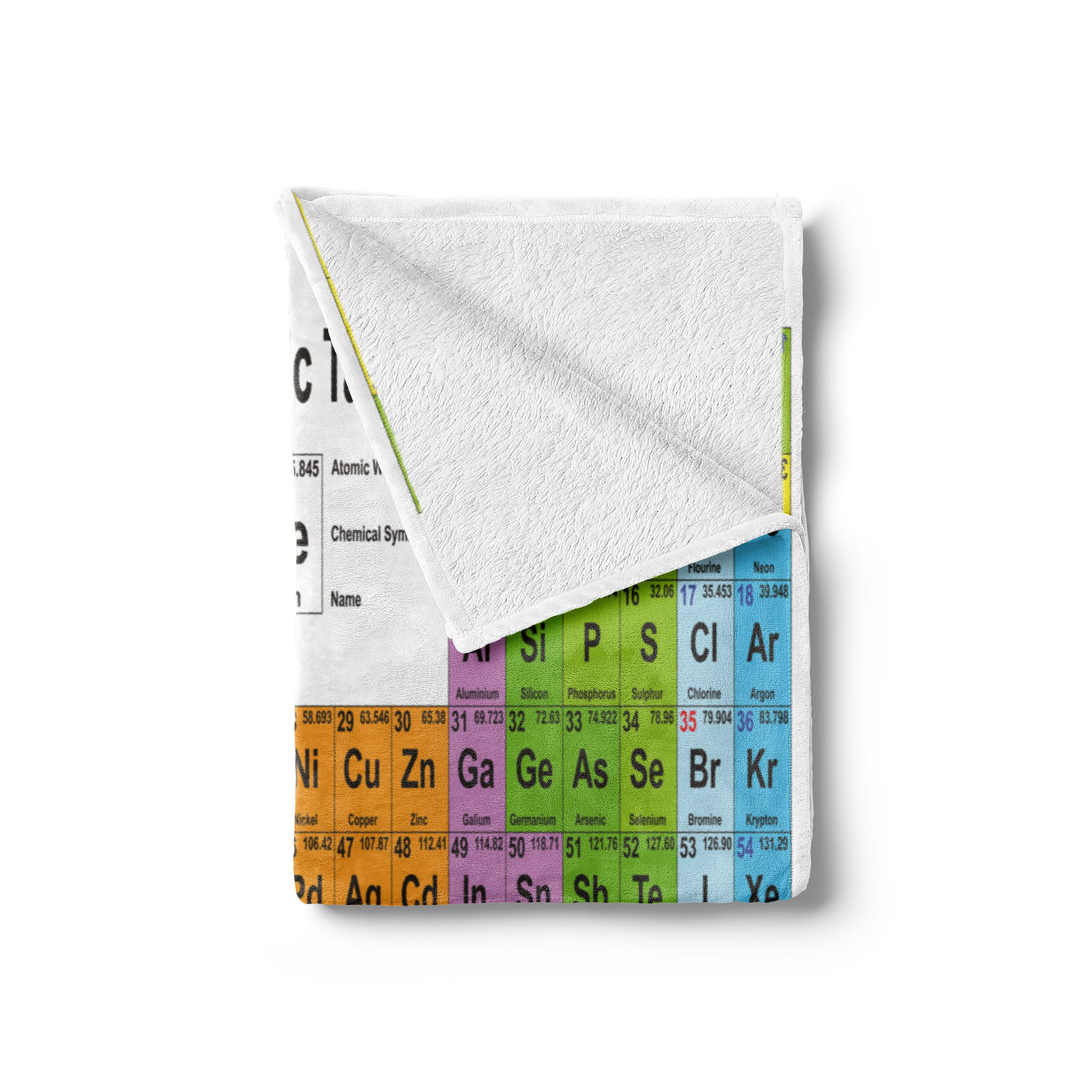 Wohndecke Gemütlicher Plüsch für den Innen- und Außenbereich, Abakuhaus, Periodensystem Chemie-Liebhaber