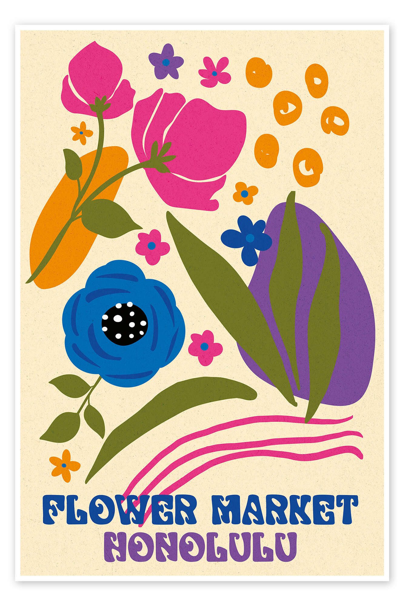 Posterlounge Wandbild Flower Market Honolulu, Pineapple Licensing, erhältlich als Poster, Leinwandbild, Wandsticker oder Acrylglasbild