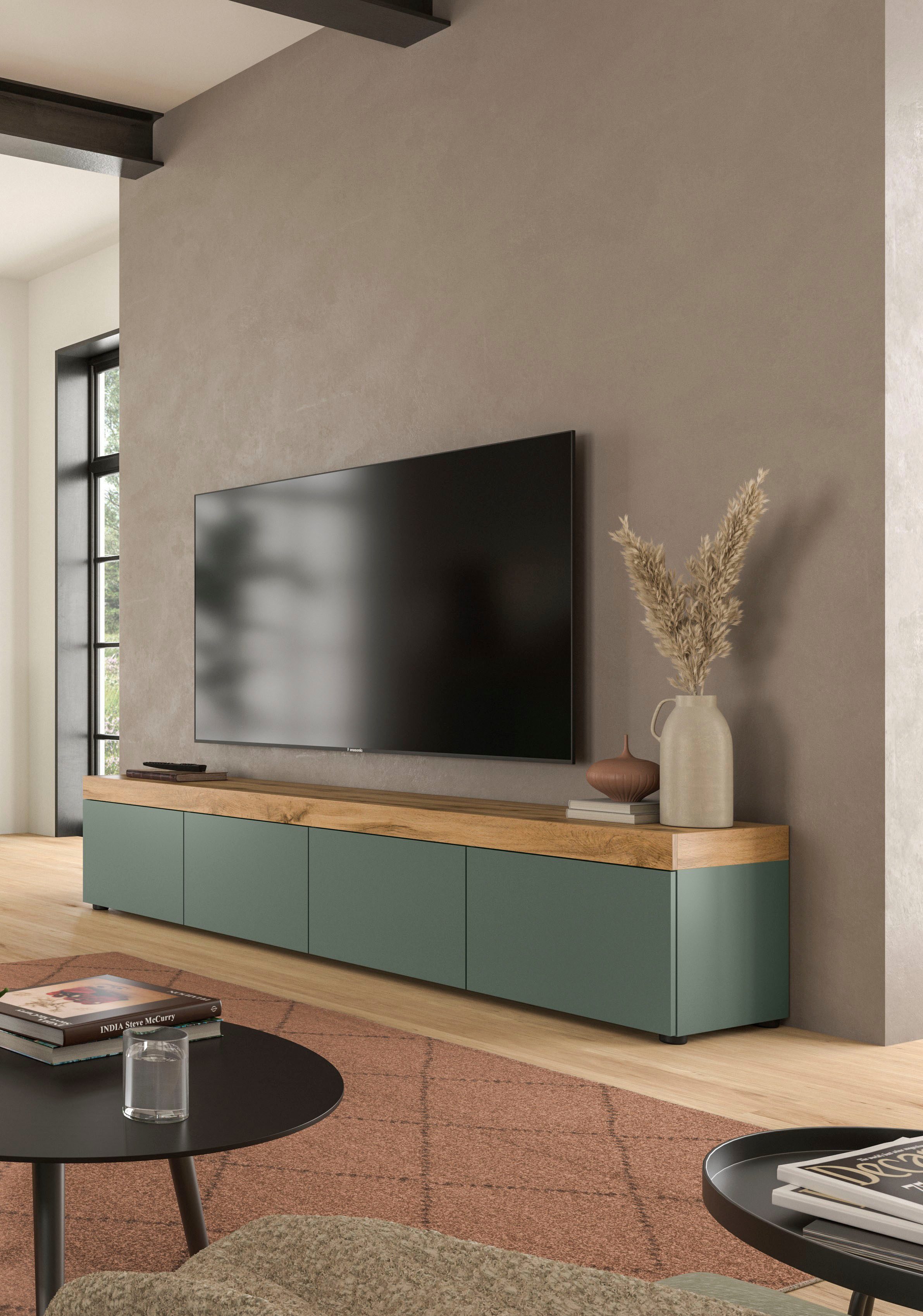 OTTO home Lowboard MAMBO, TOPSELLER!, Breite 200cm, 4 Klappen, stehend oder hängend (1 St., 2 farbige Ausführung, in verschiedenen Farben erhältlich), Lowboard, TV Unterschrank, Tv-Schrank, Wohnzimmer