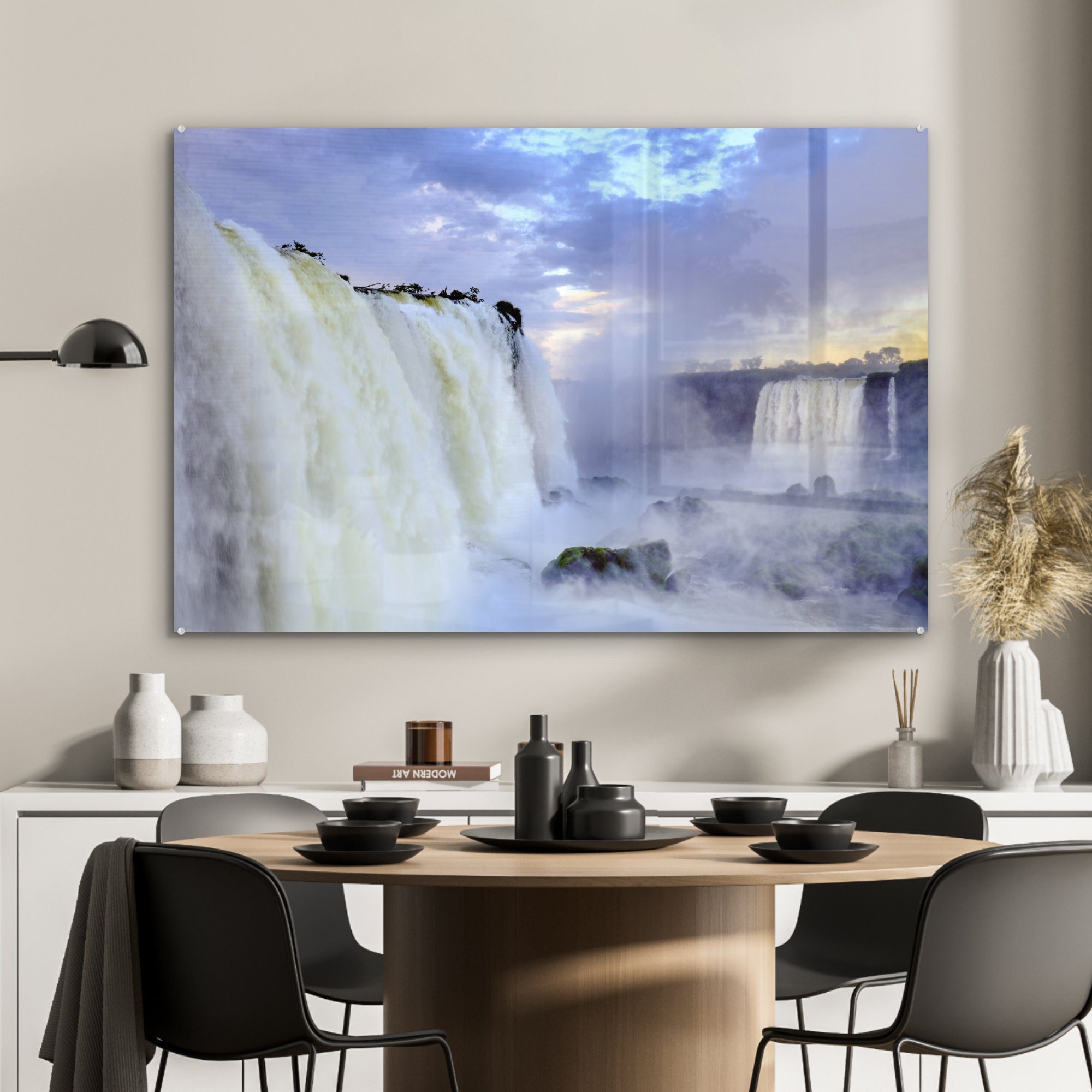 MuchoWow Acrylglasbild Iguazu-Wasserfall & Schlafzimmer (1 Sonnenaufgang in Wohnzimmer der Teufelsschlund bei Acrylglasbilder Brasilien, St)
