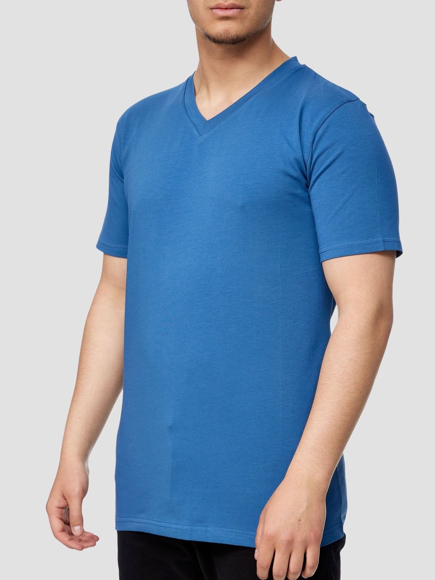 John Kayna T-Shirt John Kayna T Shirt Herren Tshirt Tee T-Shirt für Männer Polo Poloshirt (Shirt Polo Kurzarmshirt Tee, 1-tlg) Fitness Freizeit Casual Blau