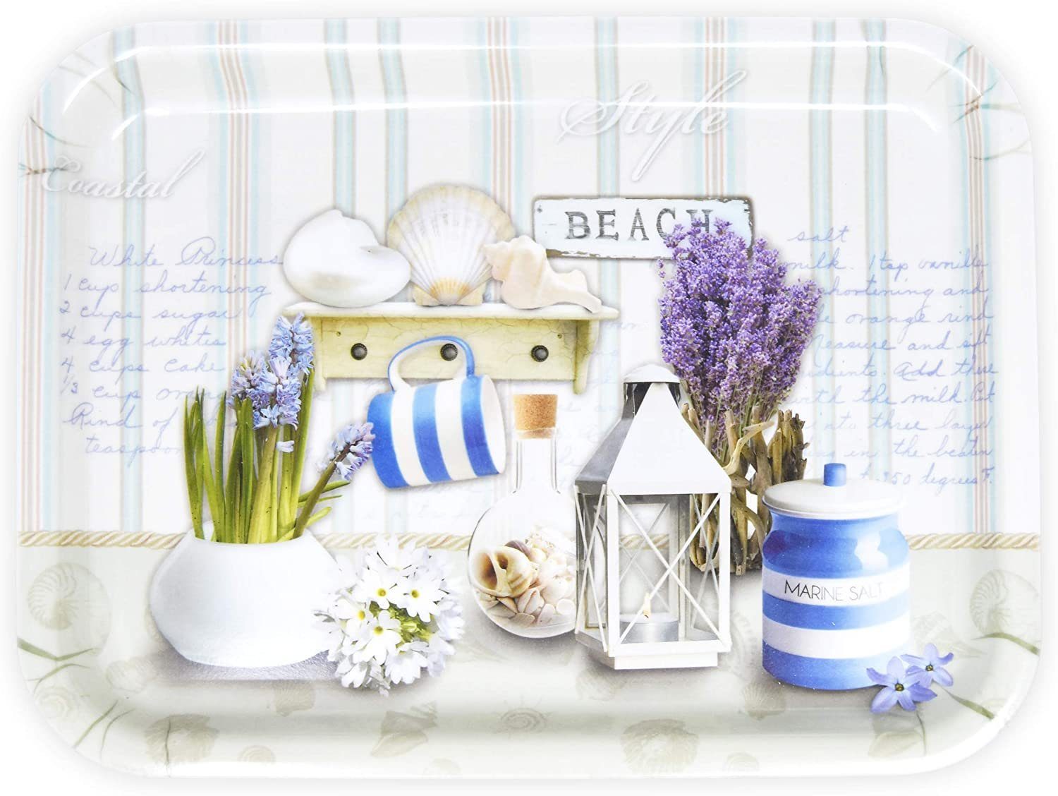 Lashuma Tablett Strandoase, Kunststoff, (1-tlg), Modernes Küchentablett 31x23 cm weiß