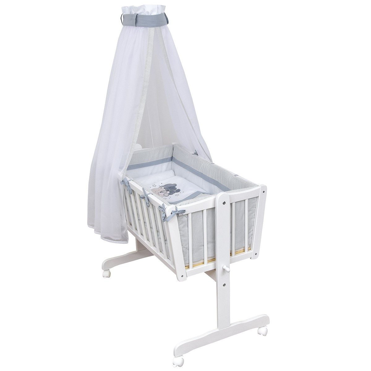 Baby-Delux Stubenbett Babywiege Komplettset, Schaukelwiege Weiß günstig online kaufen