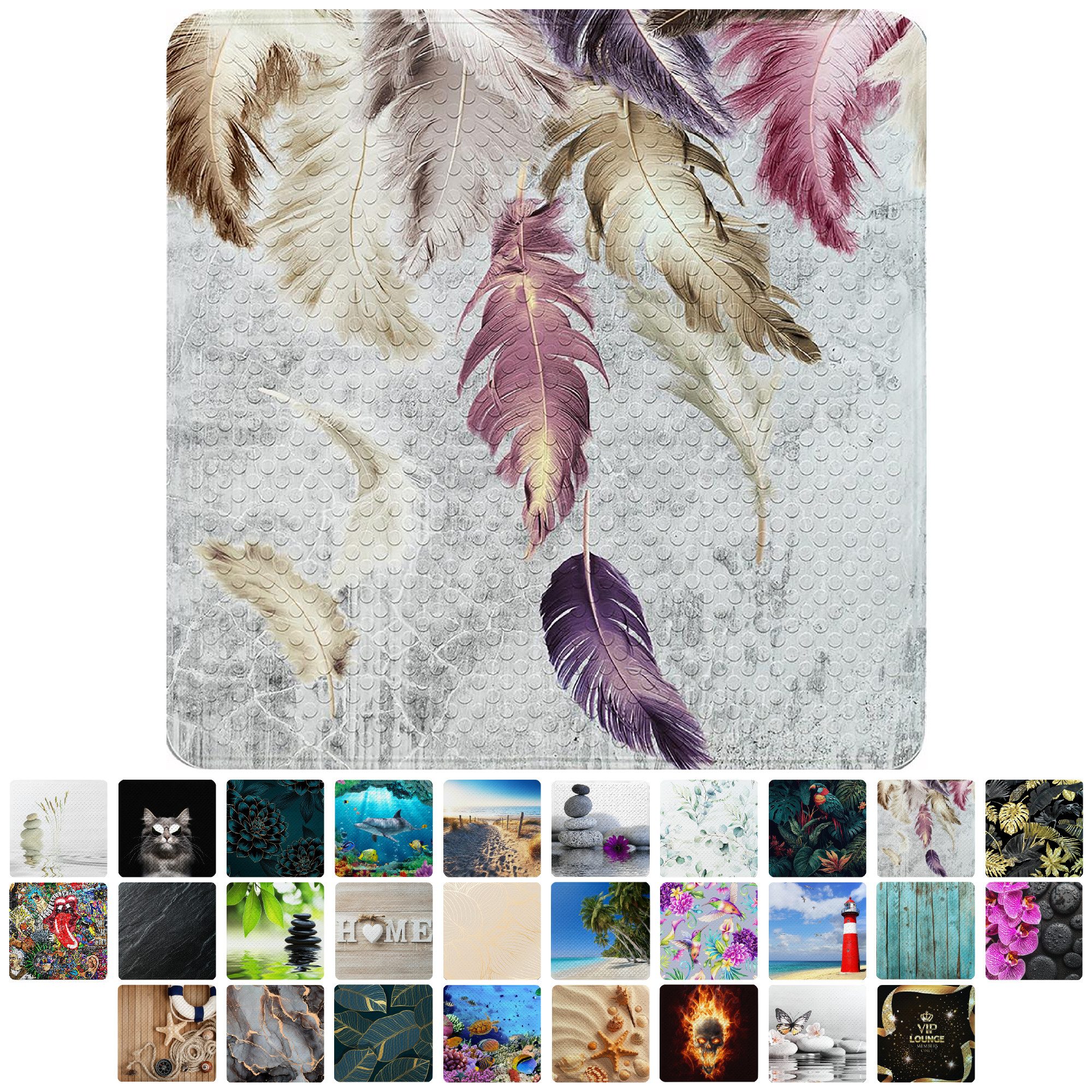 Sanilo Duschmatte mit Motiv, viele schöne Badematten zur Auswahl, rutschfeste & sichere Badematte, hochwertig, Kunststoff PVC, quadratisch, 230 extra starke Saugnäpfe, 53 x 53 cm, waschbar